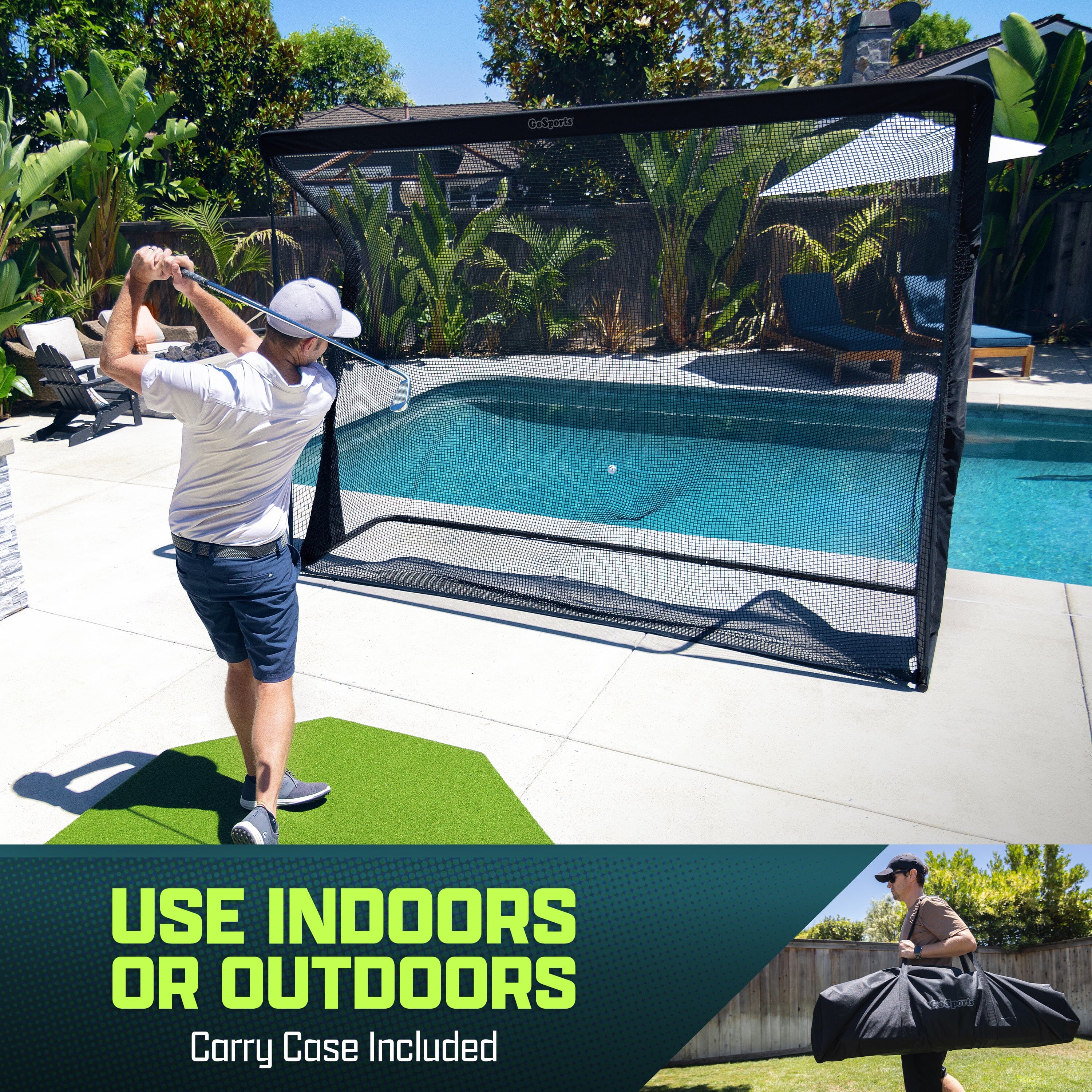GoSports Elite Golf Practice Net with Steel Frame - Choose 10' or 7' Size