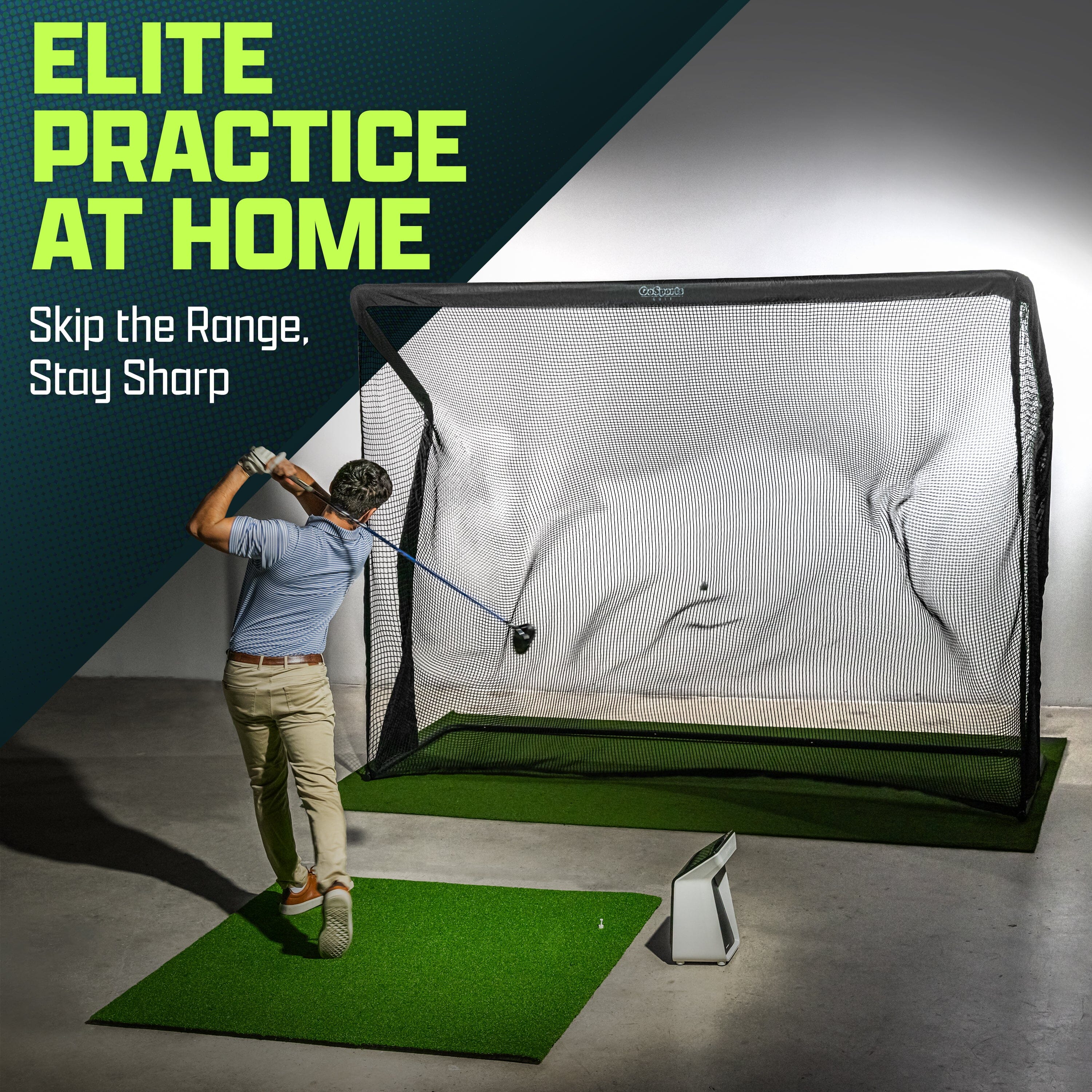 GoSports Elite Golf Practice Net with Steel Frame - Choose 10' or 7' Size