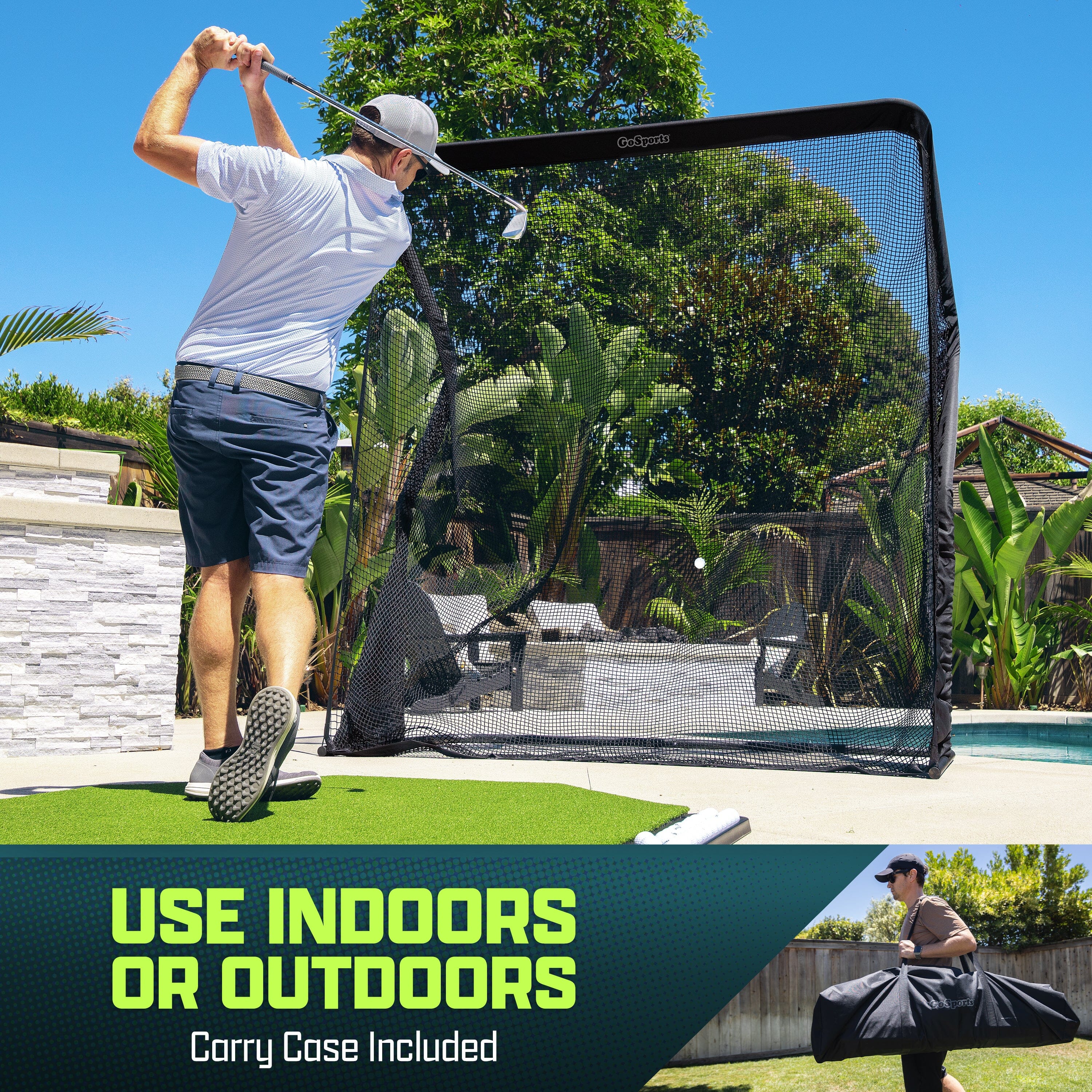 GoSports Elite Golf Practice Net with Steel Frame - Choose 10' or 7' Size