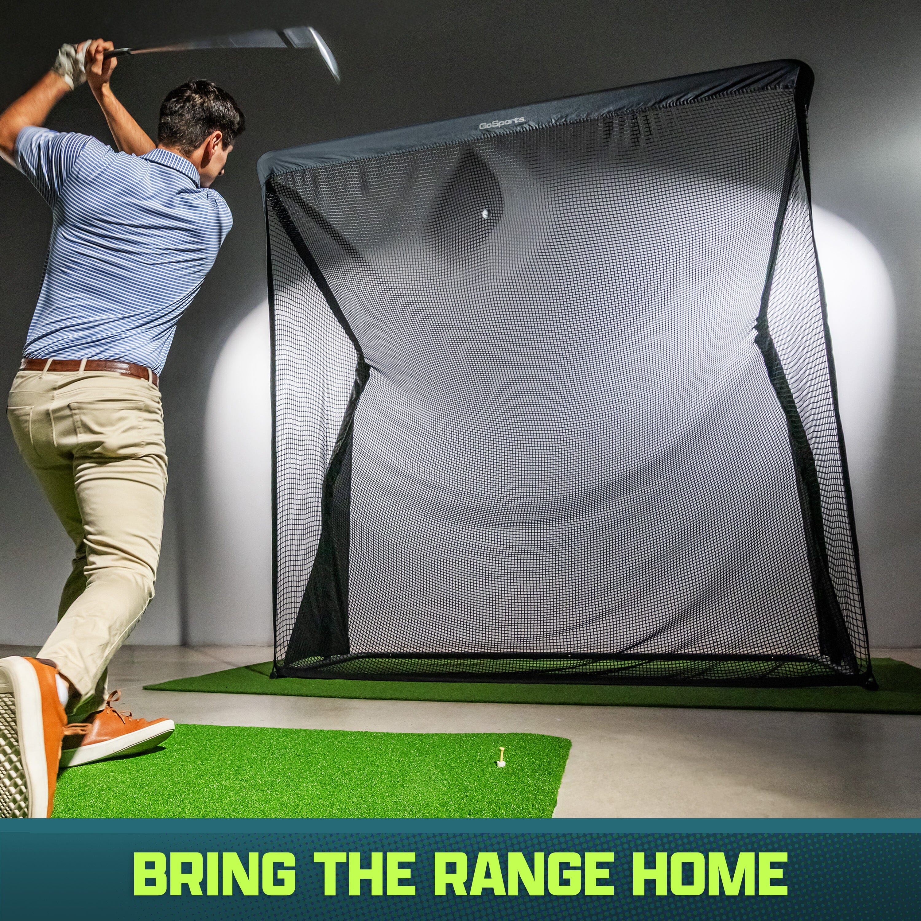 GoSports 8 x 8 ft ELITE Golf Net with LoftGuard Canopy and Steel Frame - Indoor & Outdoor Practice Golf Hitting Net