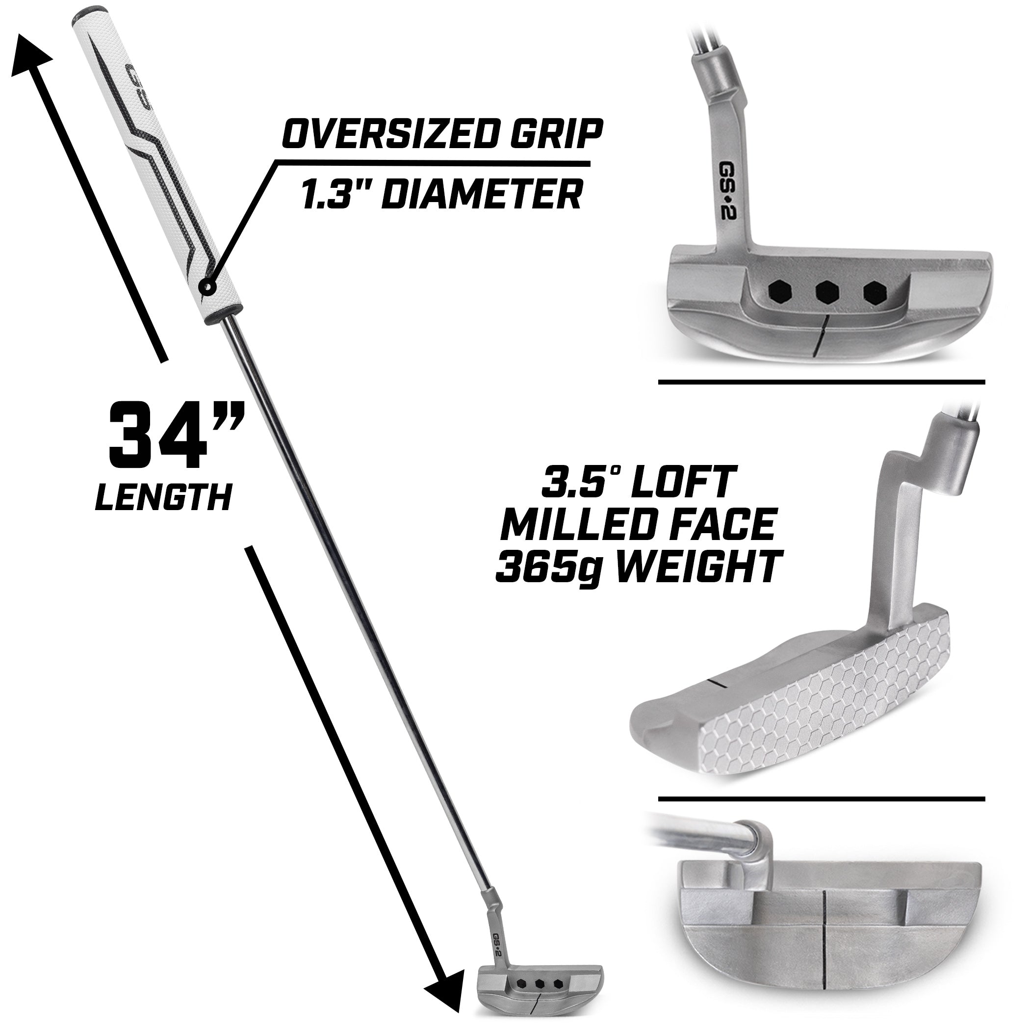 GoSports GS2 Tour Golf Mallet Putter Performance Head Designed for Stability and Control