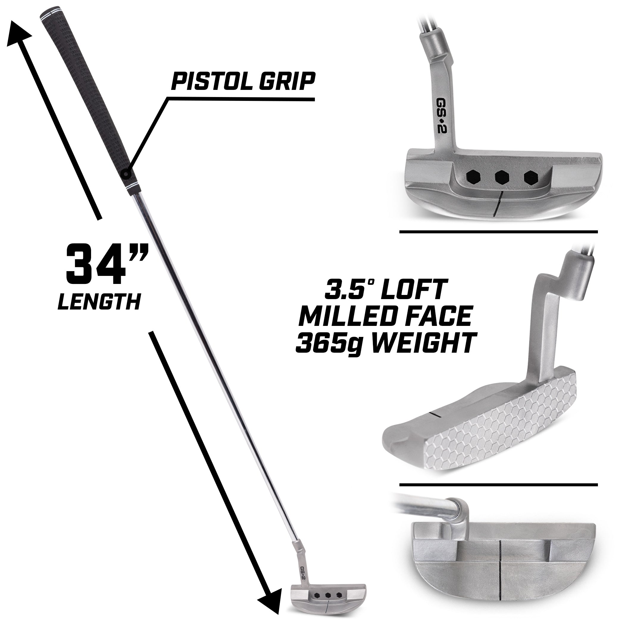 GoSports GS2 Tour Golf Mallet Putter Performance Head Designed for Stability and Control