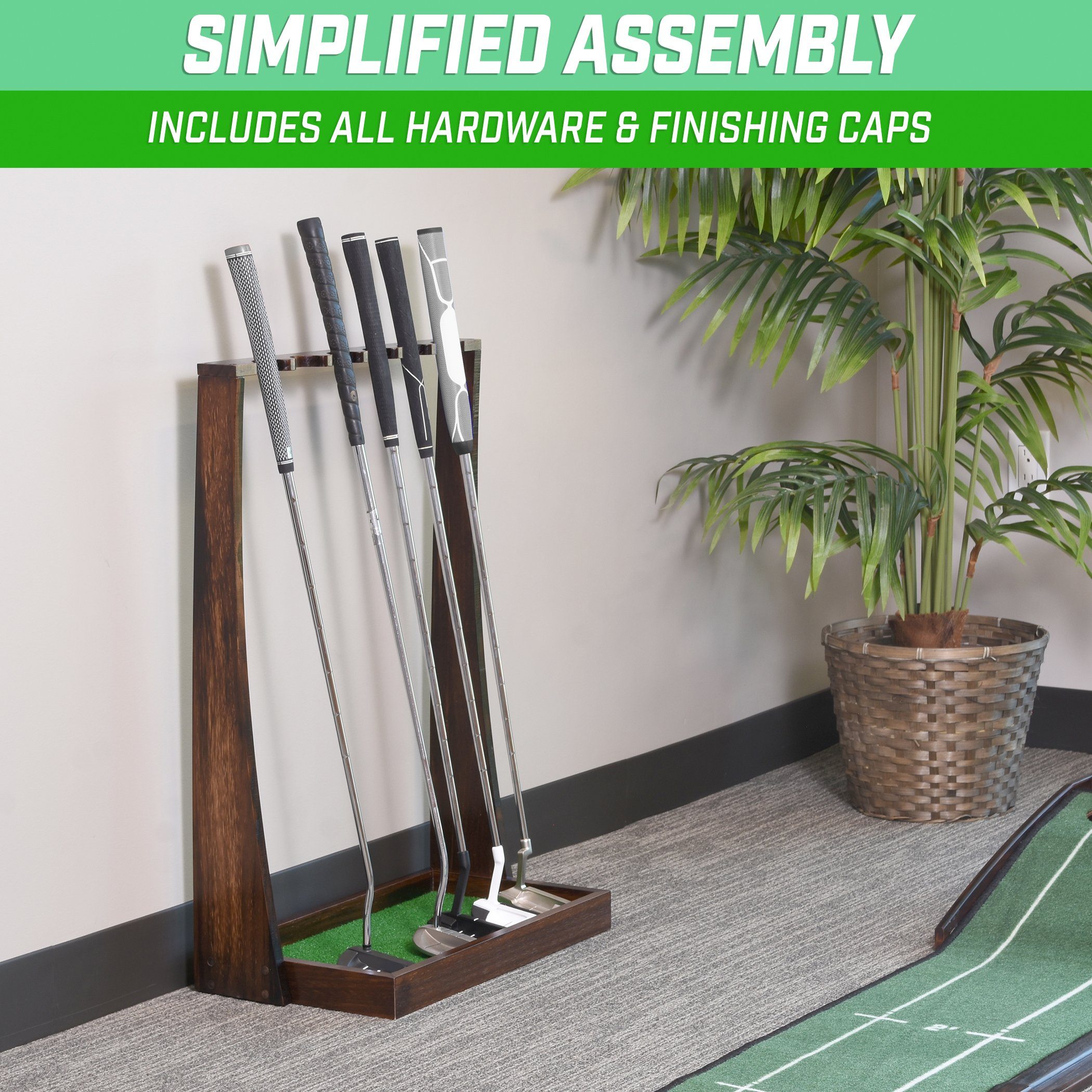 GoSports Premium Wooden Golf Putter Stand