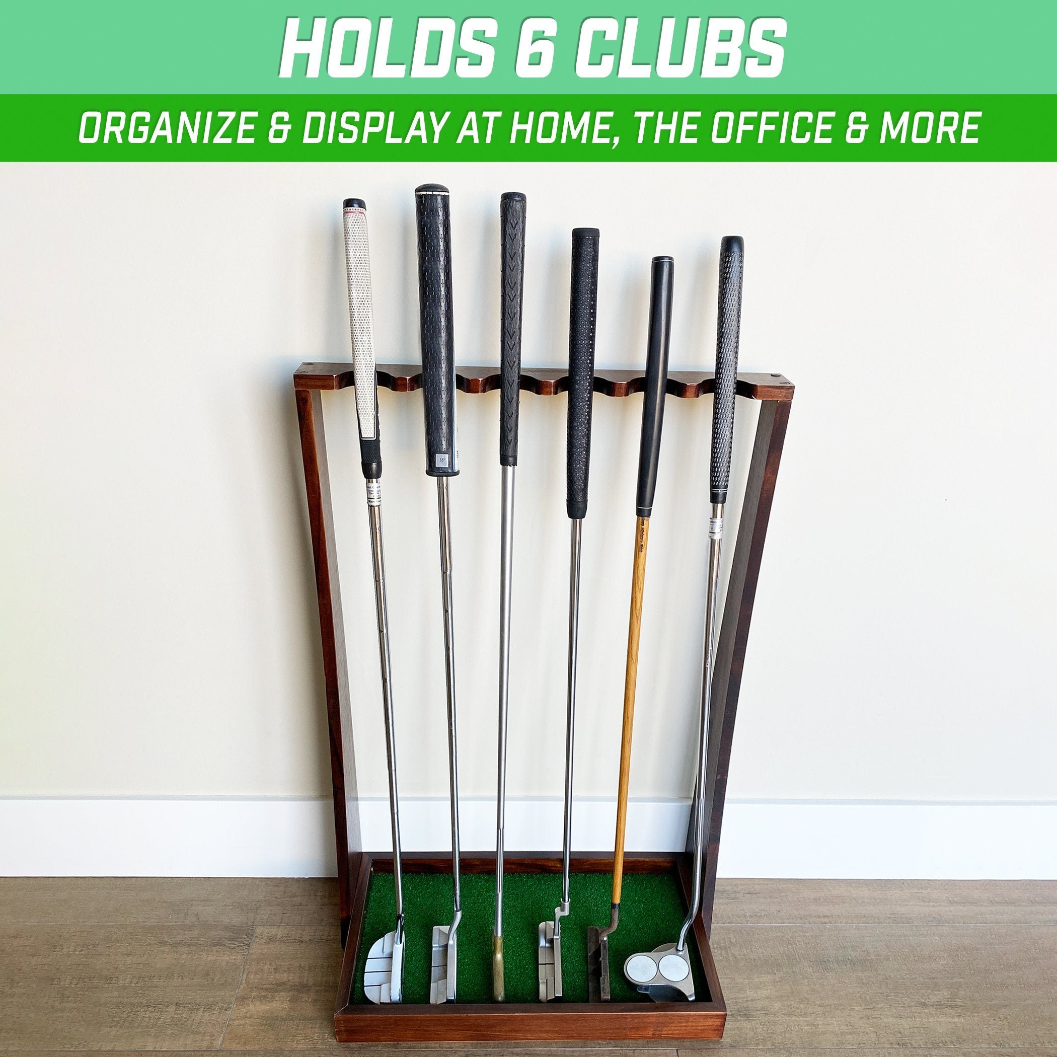 GoSports Premium Wooden Golf Putter Stand