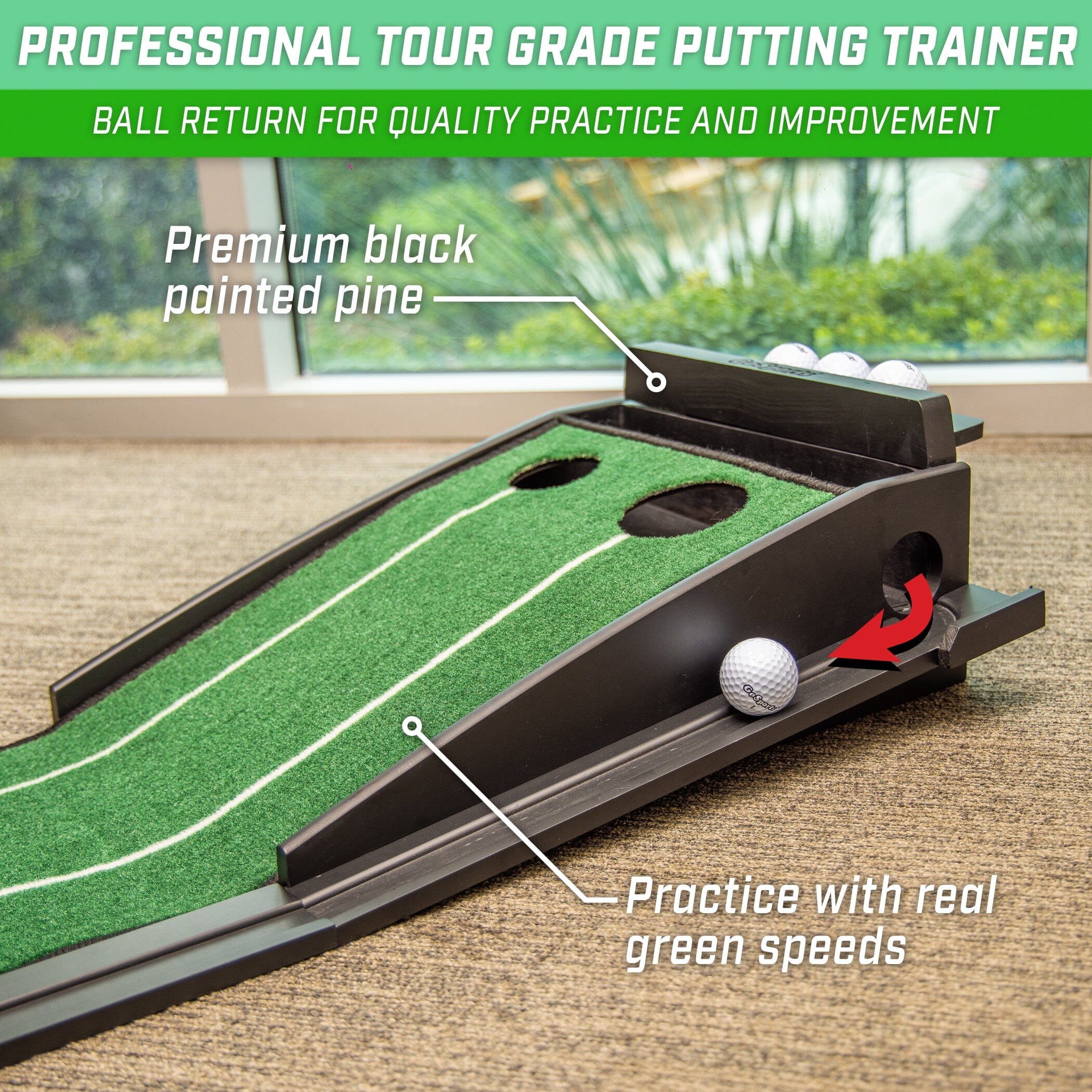 GoSports Pure Putt Golf 9 ft Putting Green Ramp - Black