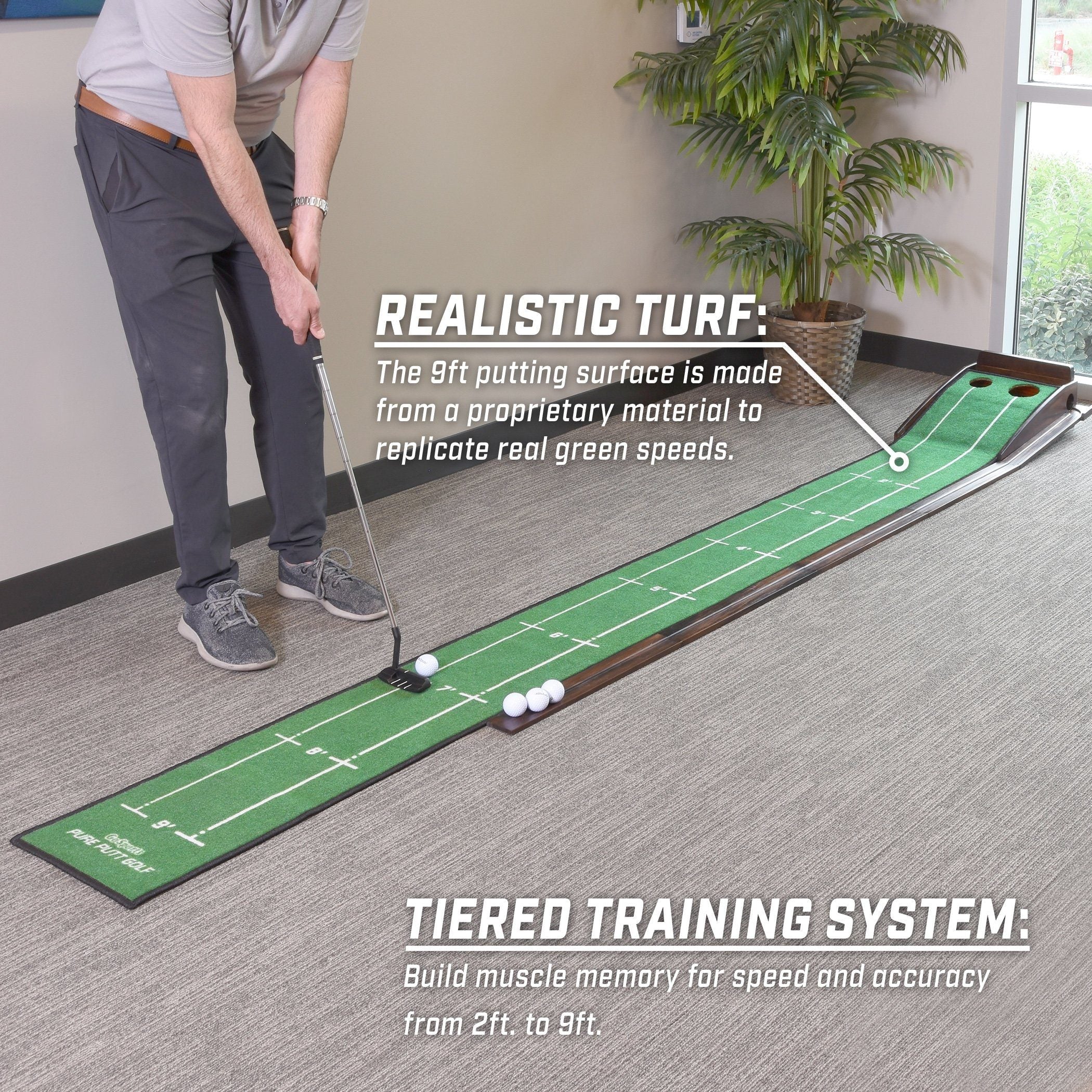 GoSports Pure Putt 9' Golf Putting Ramp - Premium Wood