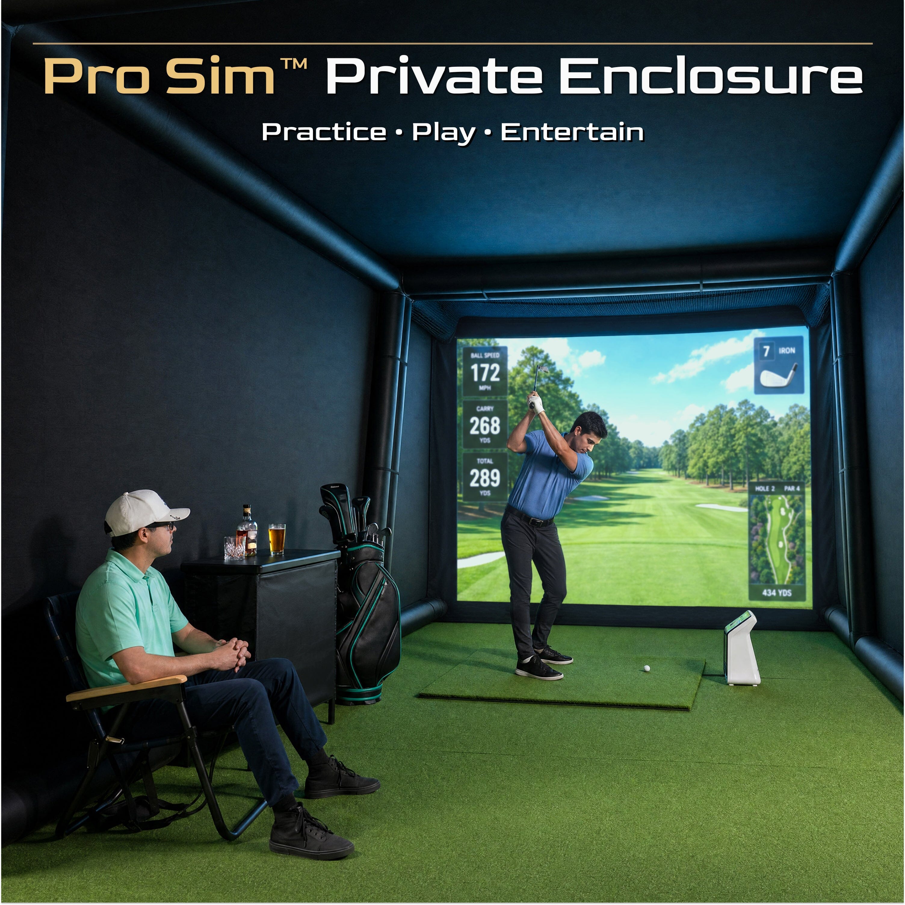 GoSports Blackout Extension Add-on for 12 x 9 ft Inflatable Golf Simulator Enclosure - Instant Golf Simulator Studio for Immersive Training and Entertaining