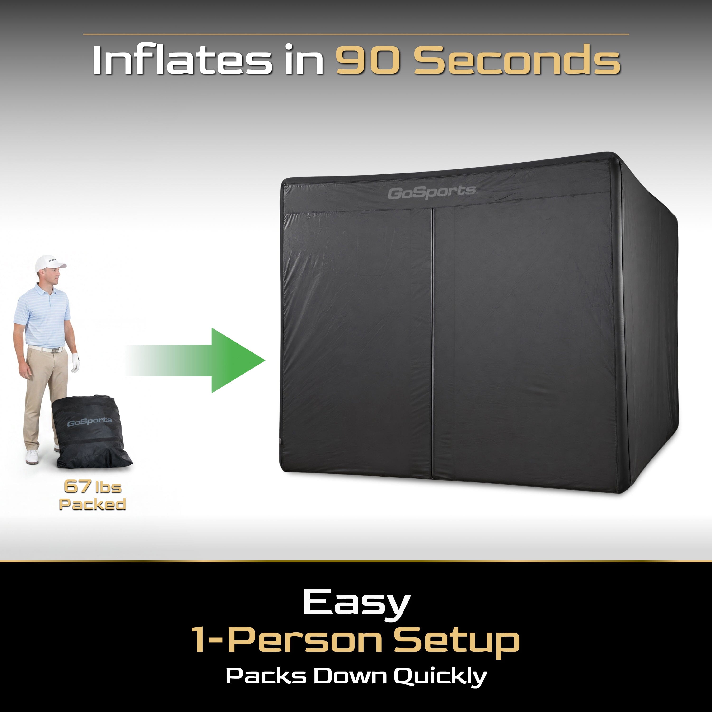 GoSports Blackout Extension Add-on for 12 x 9 ft Inflatable Golf Simulator Enclosure - Instant Golf Simulator Studio for Immersive Training and Entertaining