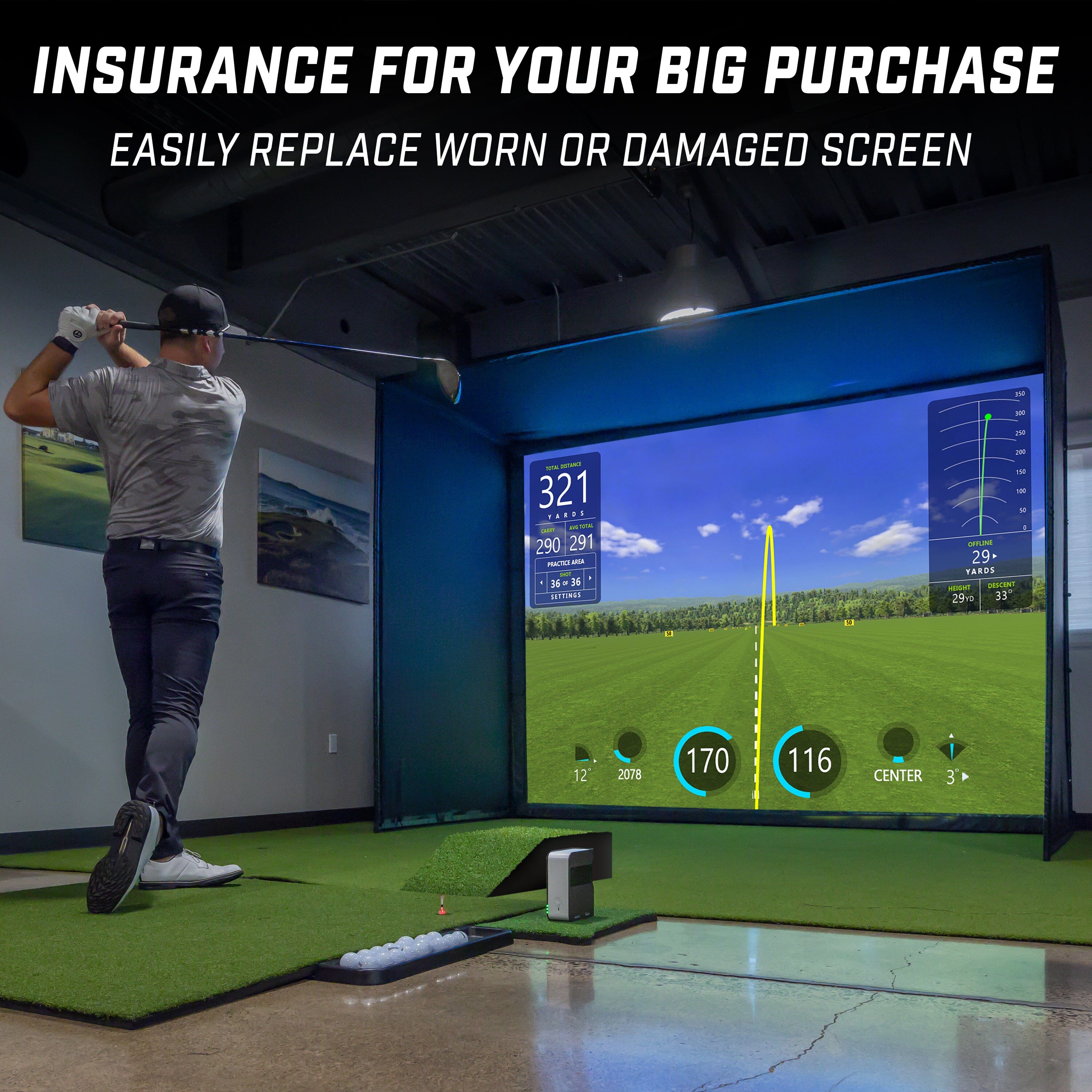 GoSports Replacement Sim Screen - Only Compatible with GoSports Golf Simulator Enclosure