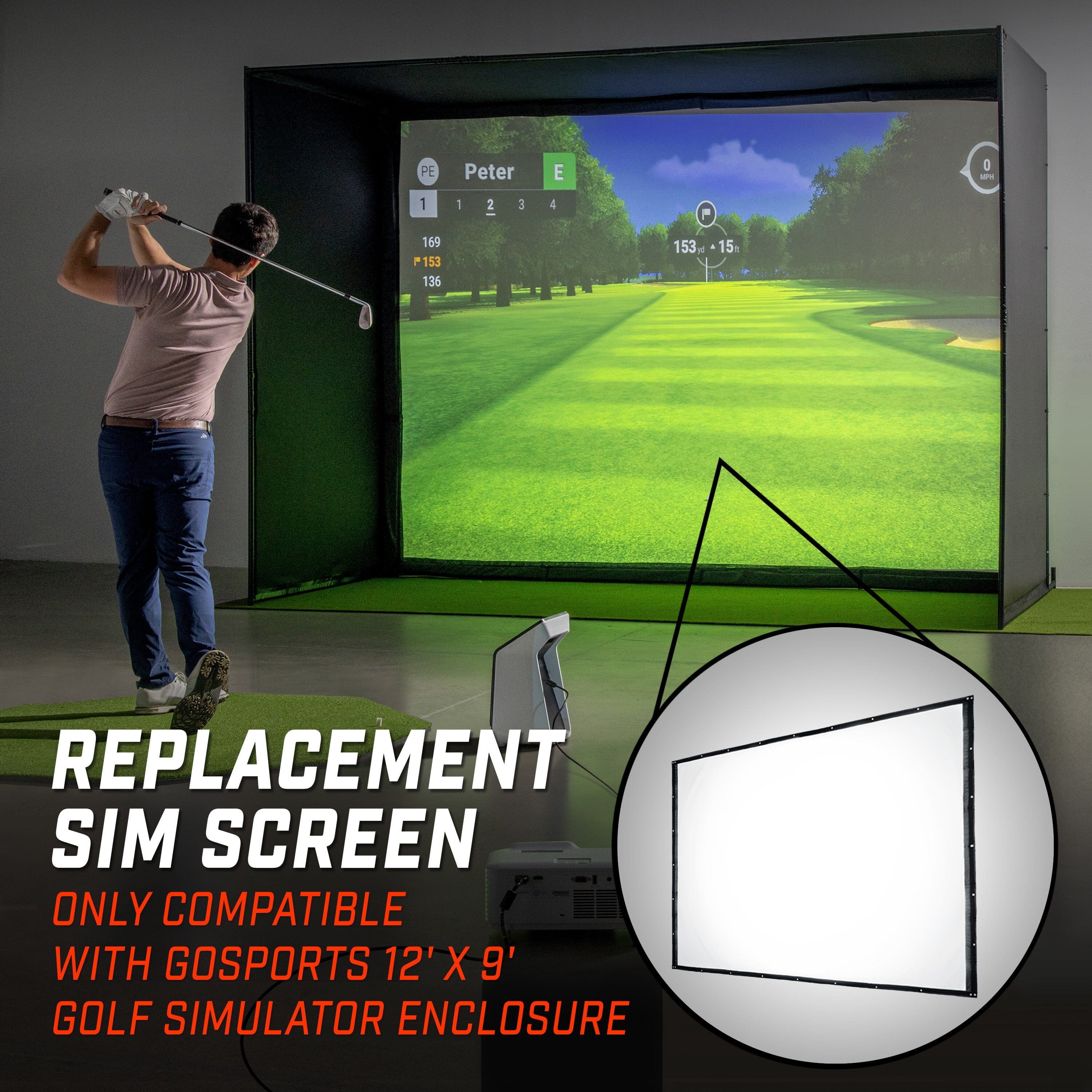 GoSports Replacement Sim Screen - Only Compatible with GoSports Golf Simulator Enclosure