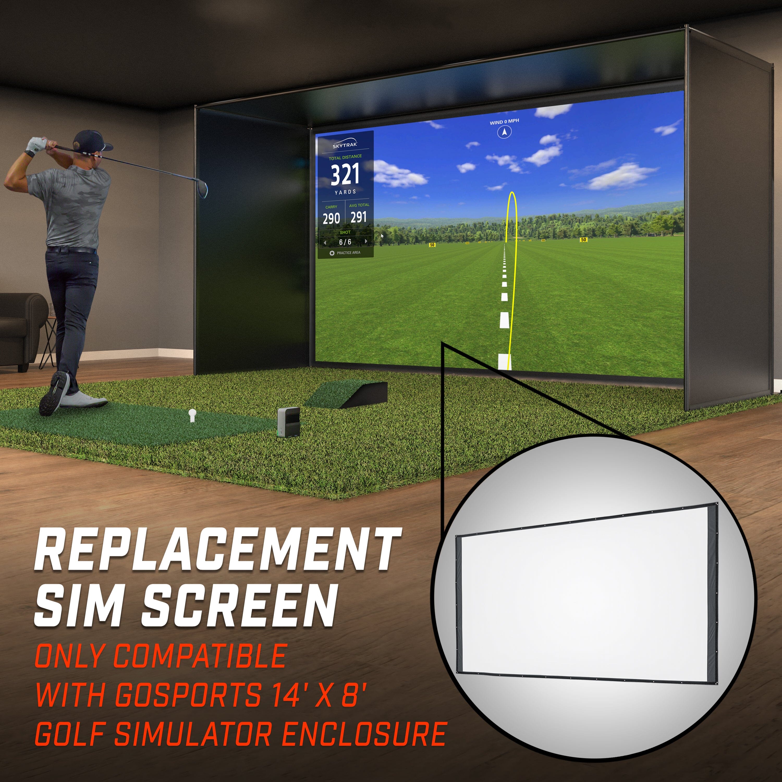 GoSports Replacement Sim Screen - Only Compatible with GoSports Golf Simulator Enclosure