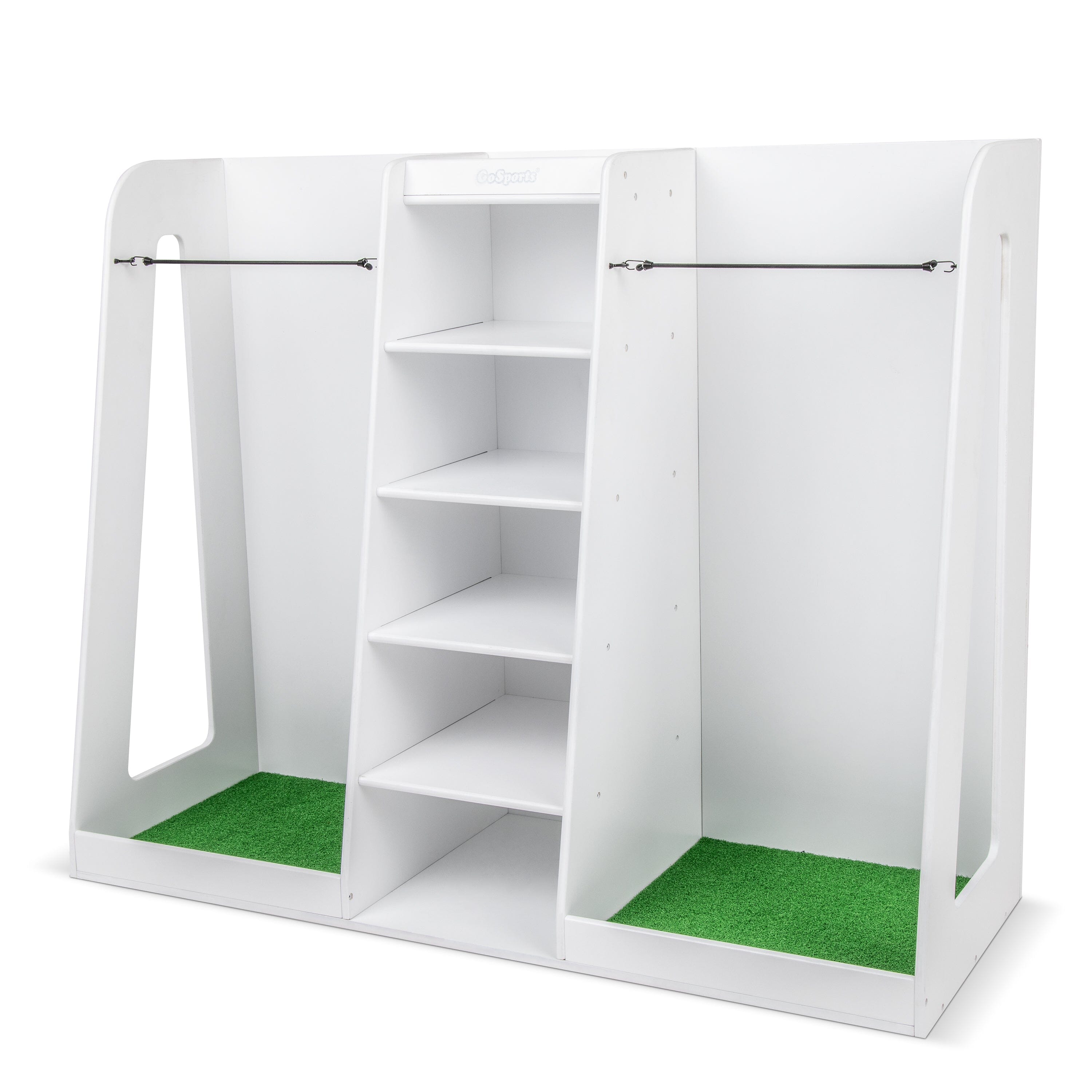 GoSports Premium Wooden Golf Bag Organizer and Storage Rack - White