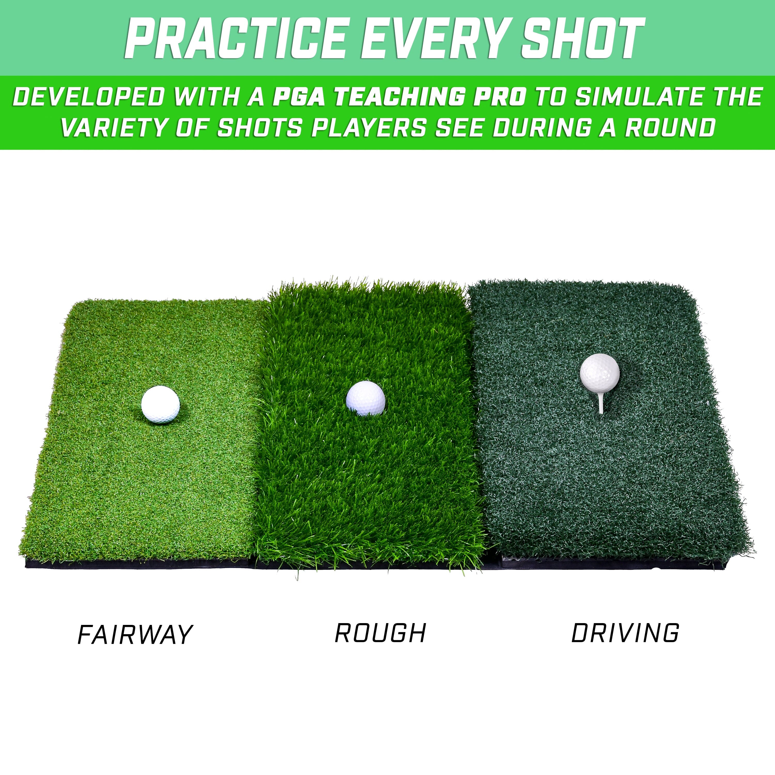 GoSports 24"x24" Tri-Turf XL Golf Practice Mat