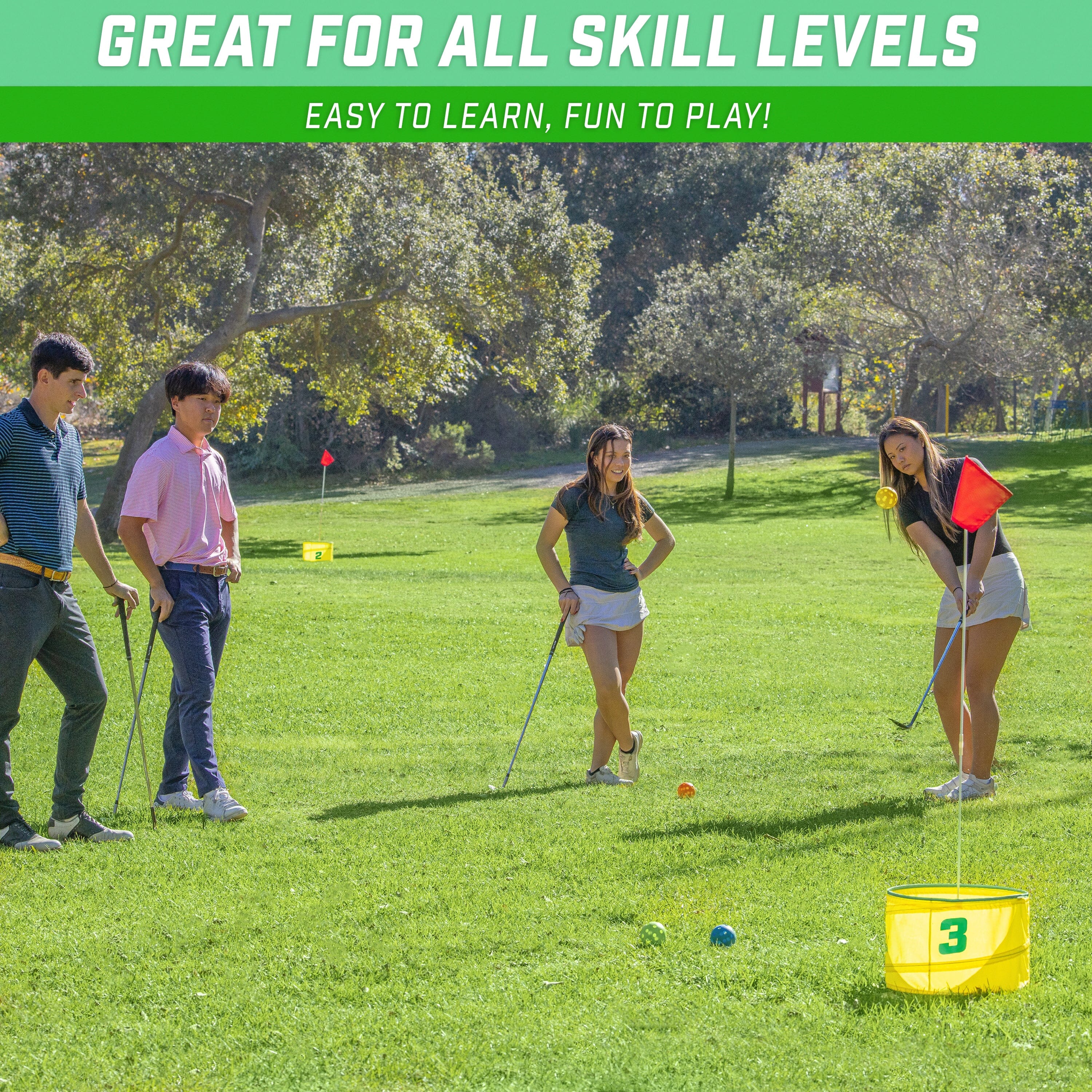 GoSports Yard Links Golf Game - Choose 3, 6, or 9 Hole Course - Includes Golf Buckets, Tee Markers, and Balls