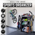 GoSports Premium Wooden Sports Equipment Organizer with Storage Hooks - Golf Bag Rack and Multi-Sport Ball Bin for Garage