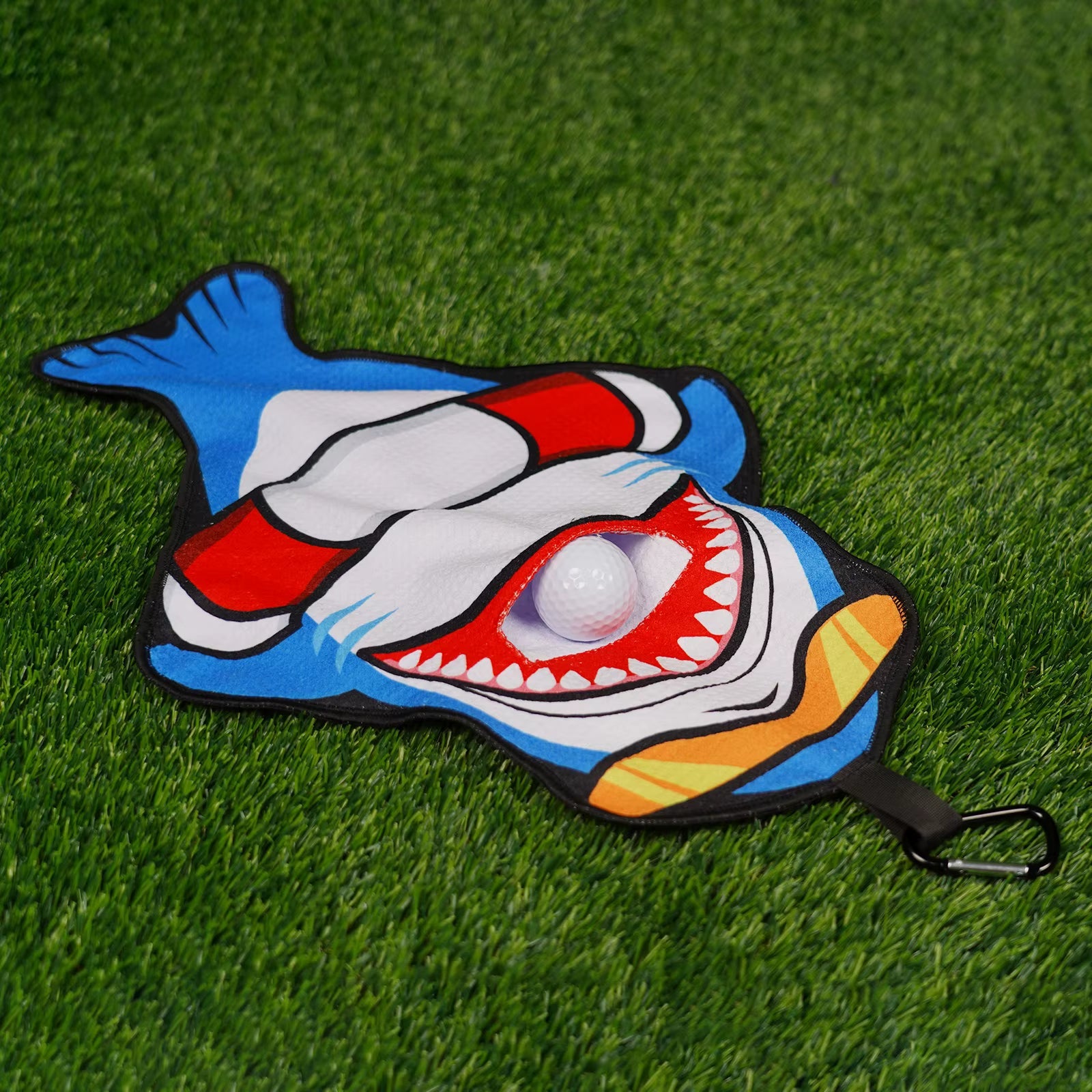 Sink or Swim Shark Golf Towel with Mouth Pouch