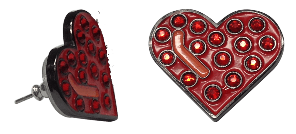 ReadyGolf: Heart with Crystals Ball Marker Earrings