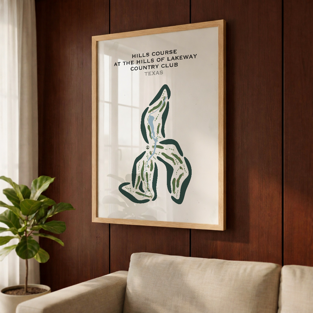 Hills Course at The Hills of Lakeway Country Club, Texas - Printed Golf Courses