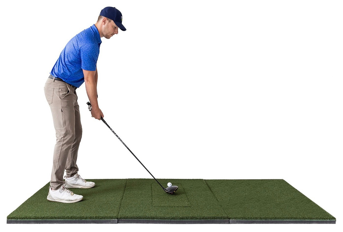 Beaver Tail Double Wide Golf Simulator Mat (4ft x 8.25ft) with the Most Realistic Hitting Strip Insert for Joint Injury Prevention