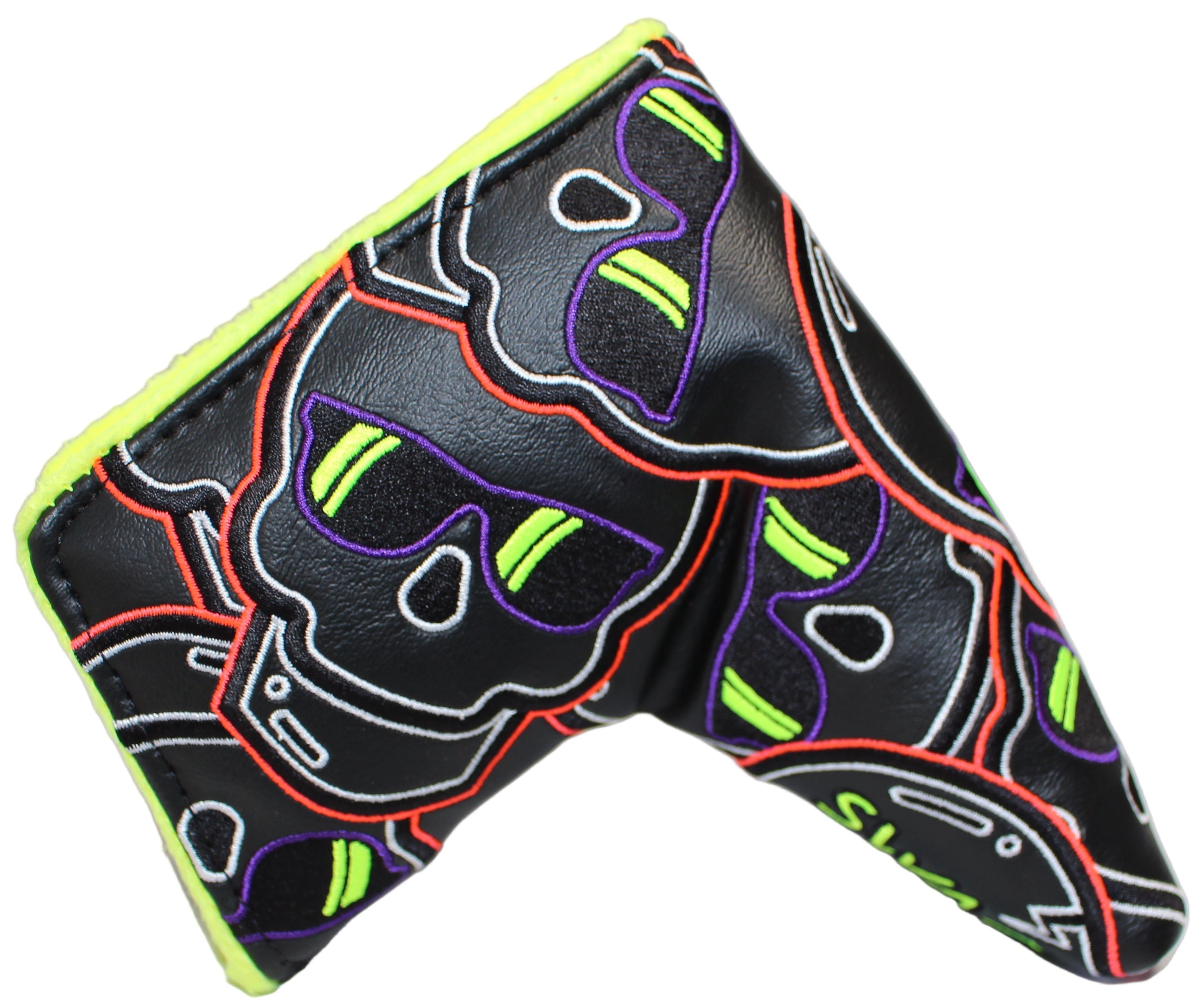 Swag Golf - Stacked Skull Golf Eclipse Black & Yellow Multicolor Blade Putter Headcover