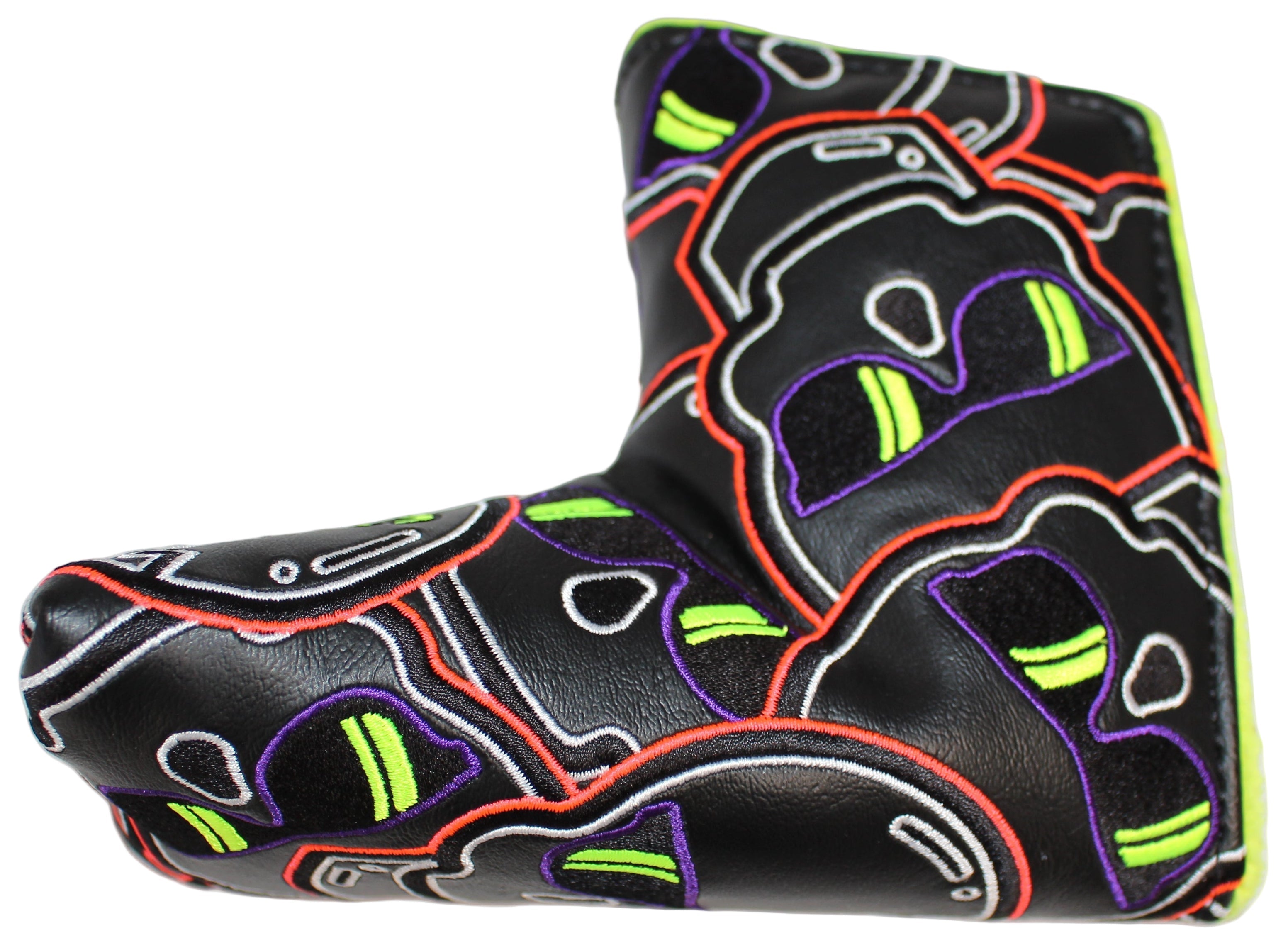 Swag Golf - Stacked Skull Golf Eclipse Black & Yellow Multicolor Blade Putter Headcover