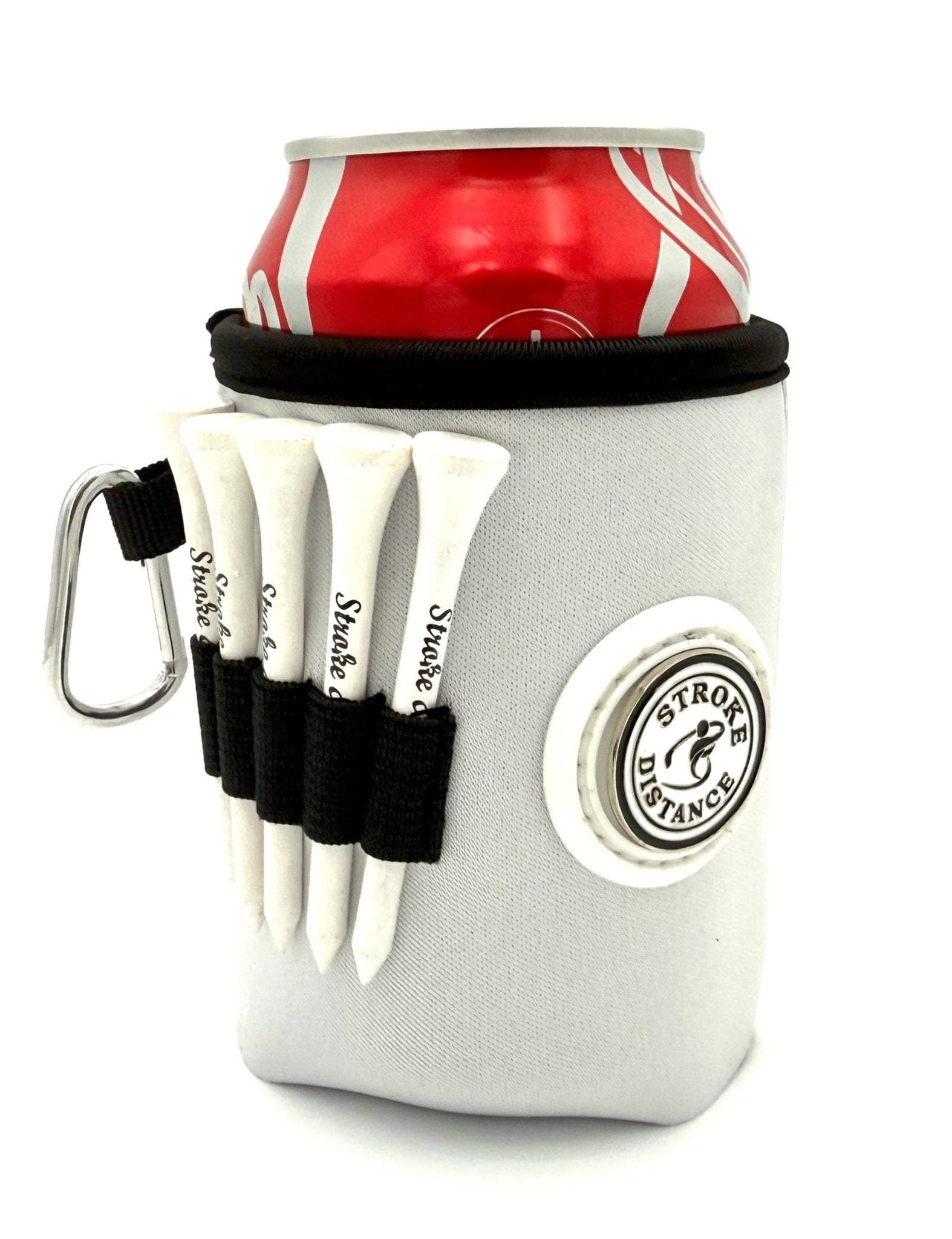 Beverage Caddie 3-in-1 Golf Insulator, Removeable Ball Marker, Bag Clip & Tees Combo