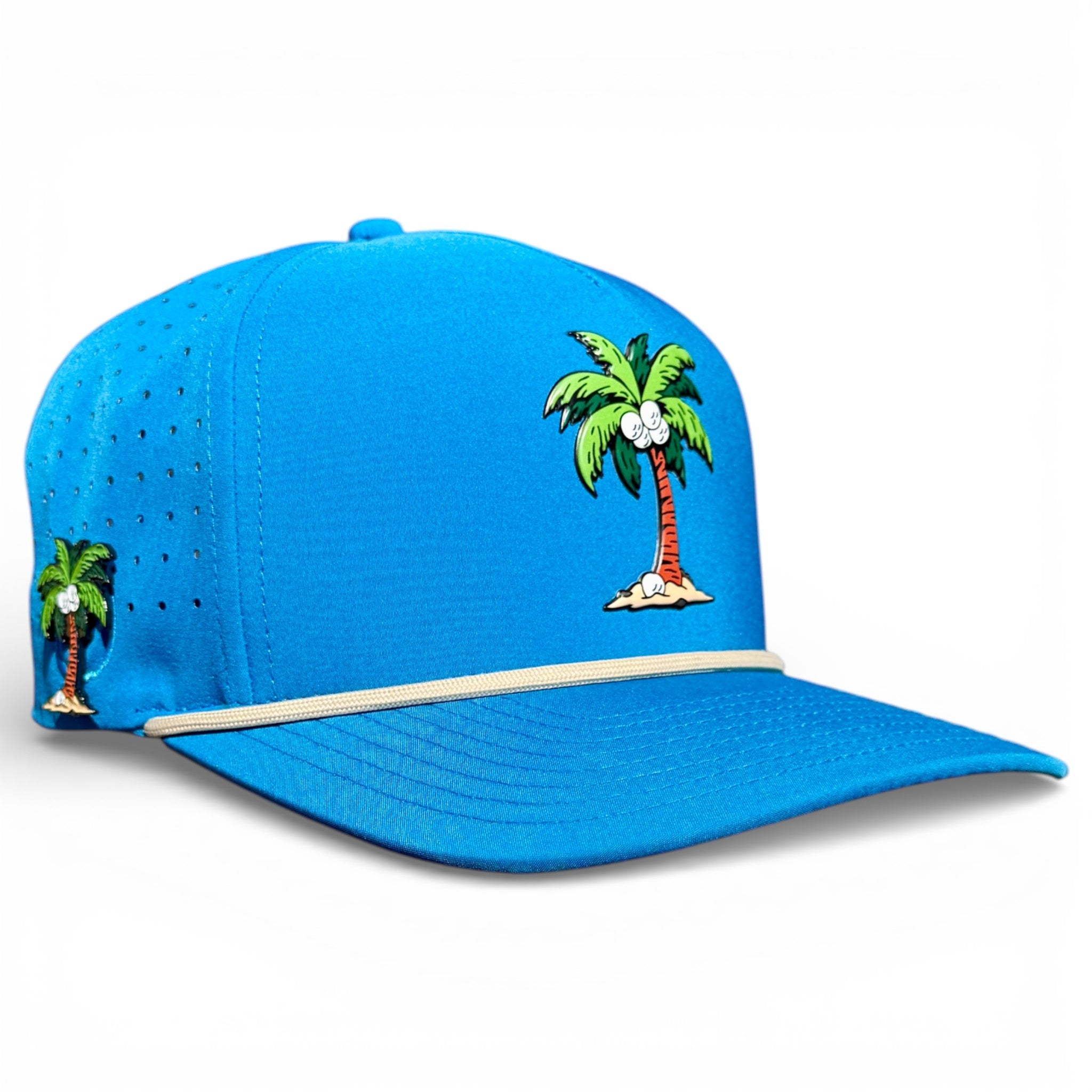 Fairway Palms Golf Hat | Snapback Cap | Built-in Magnetic Ball Marker Holder + Marker Included | Adjustable | One Size