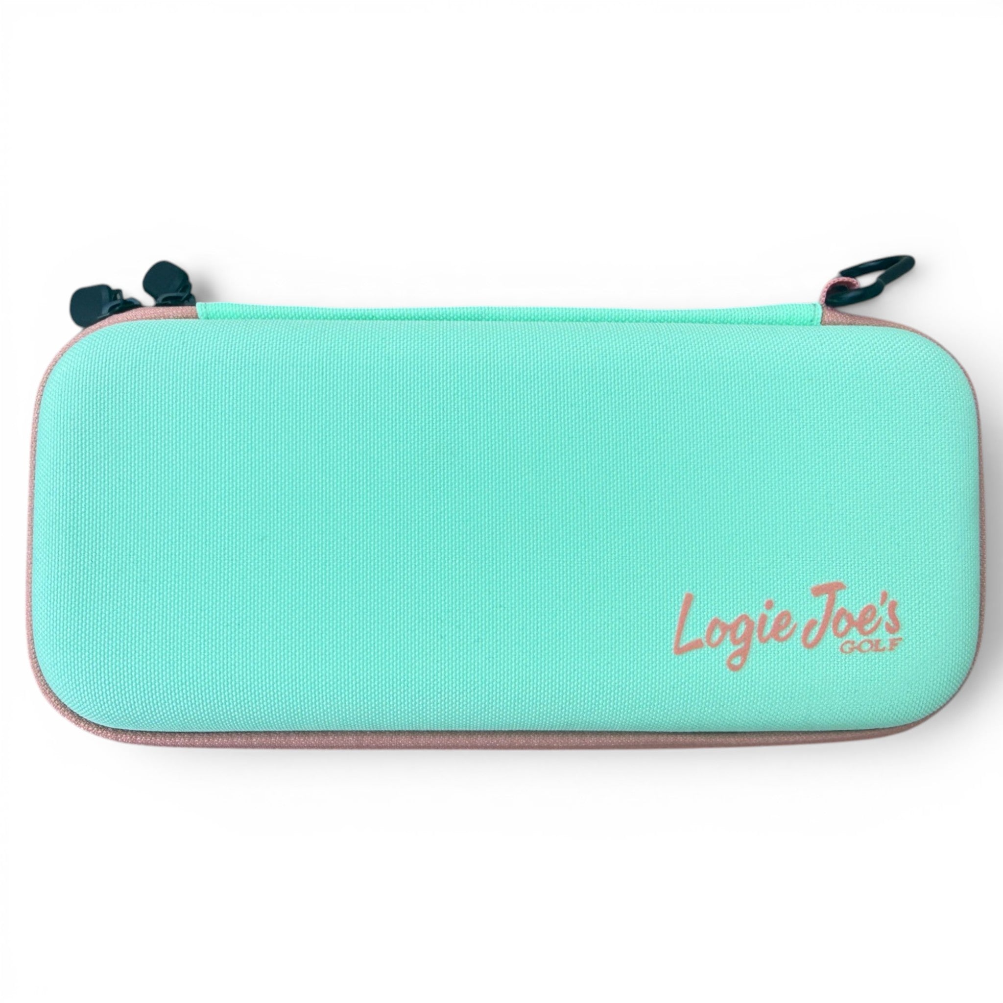 Seafoam Green/Coral Golf Accessory Case | Zippered Organizer for Ball Markers, Tees, Divot Tools & Glove | Portable Golf Storage Case | Hard Shell Travel Case for Golf Accessories