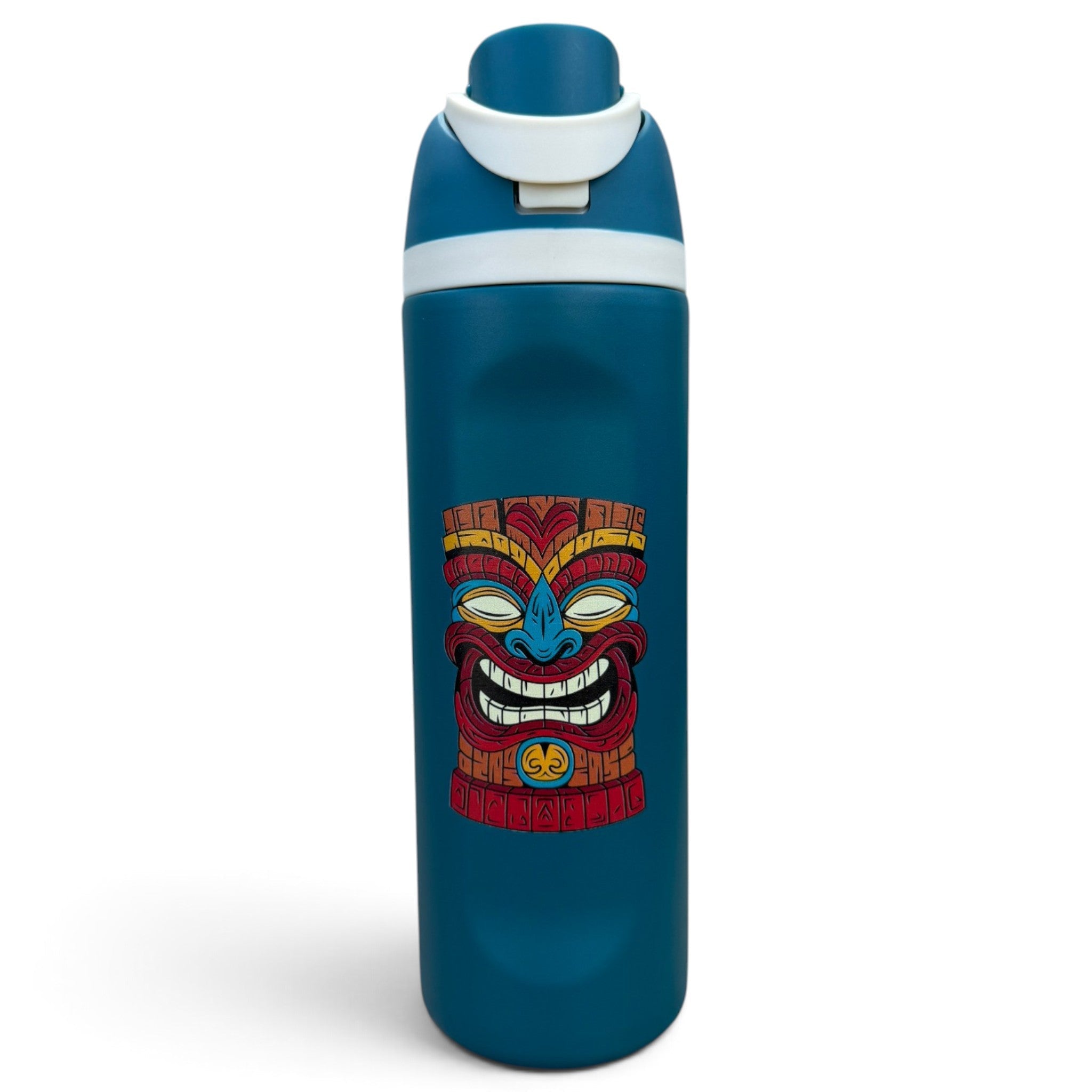Tiki Totem Hydration Bottle | 24oz Insulated Stainless Steel | Flip Straw Lid w/ Handle