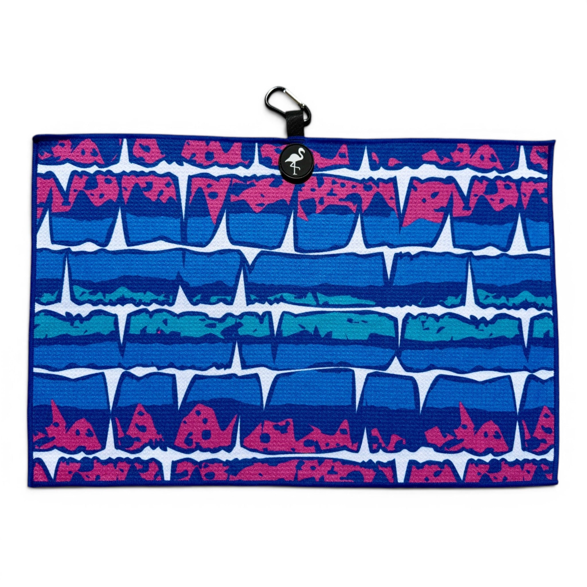 Miami Frequency Golf Towel | 24” x 16” Microfiber Towel | Magnetic Clip & Carabiner | Premium Golf Accessory
