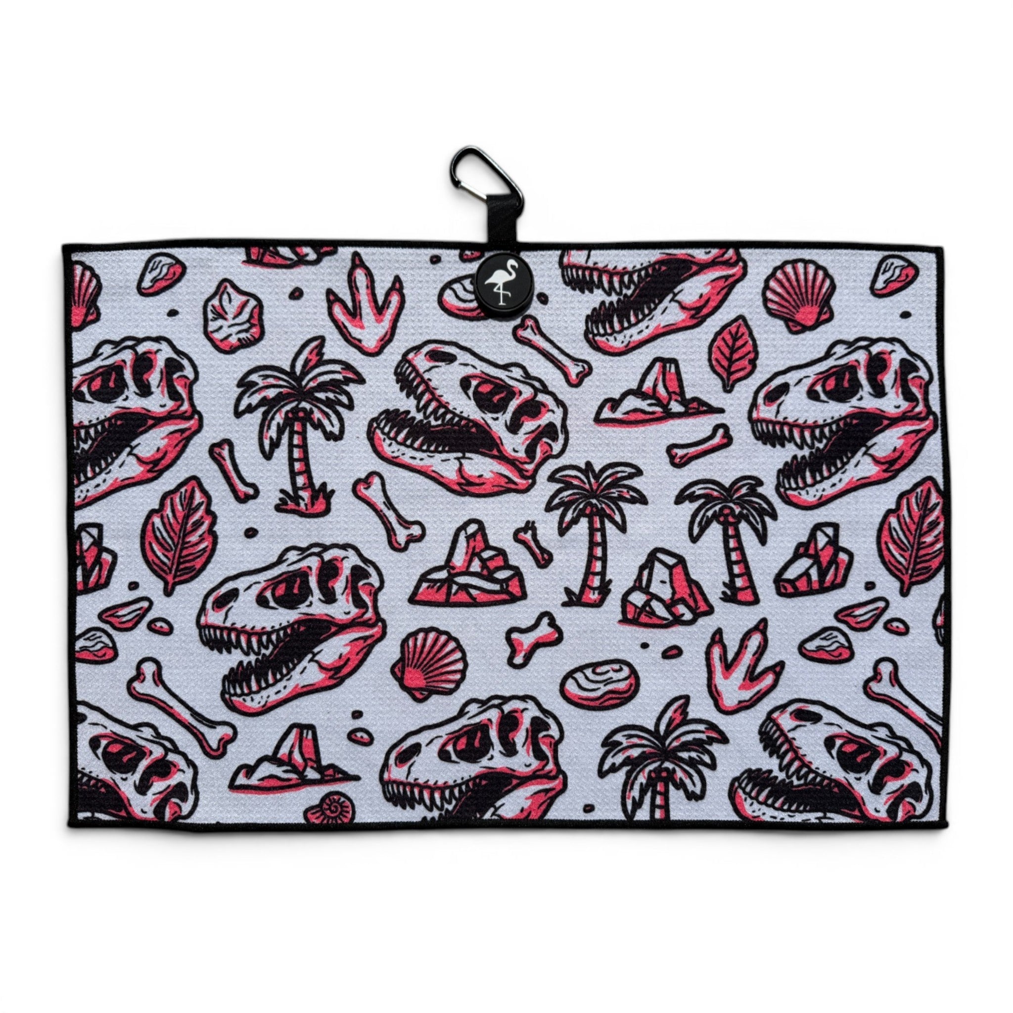 Fossil Golf Towel | 24” x 16” Microfiber Towel | Magnetic Clip & Carabiner | Premium Golf Accessory