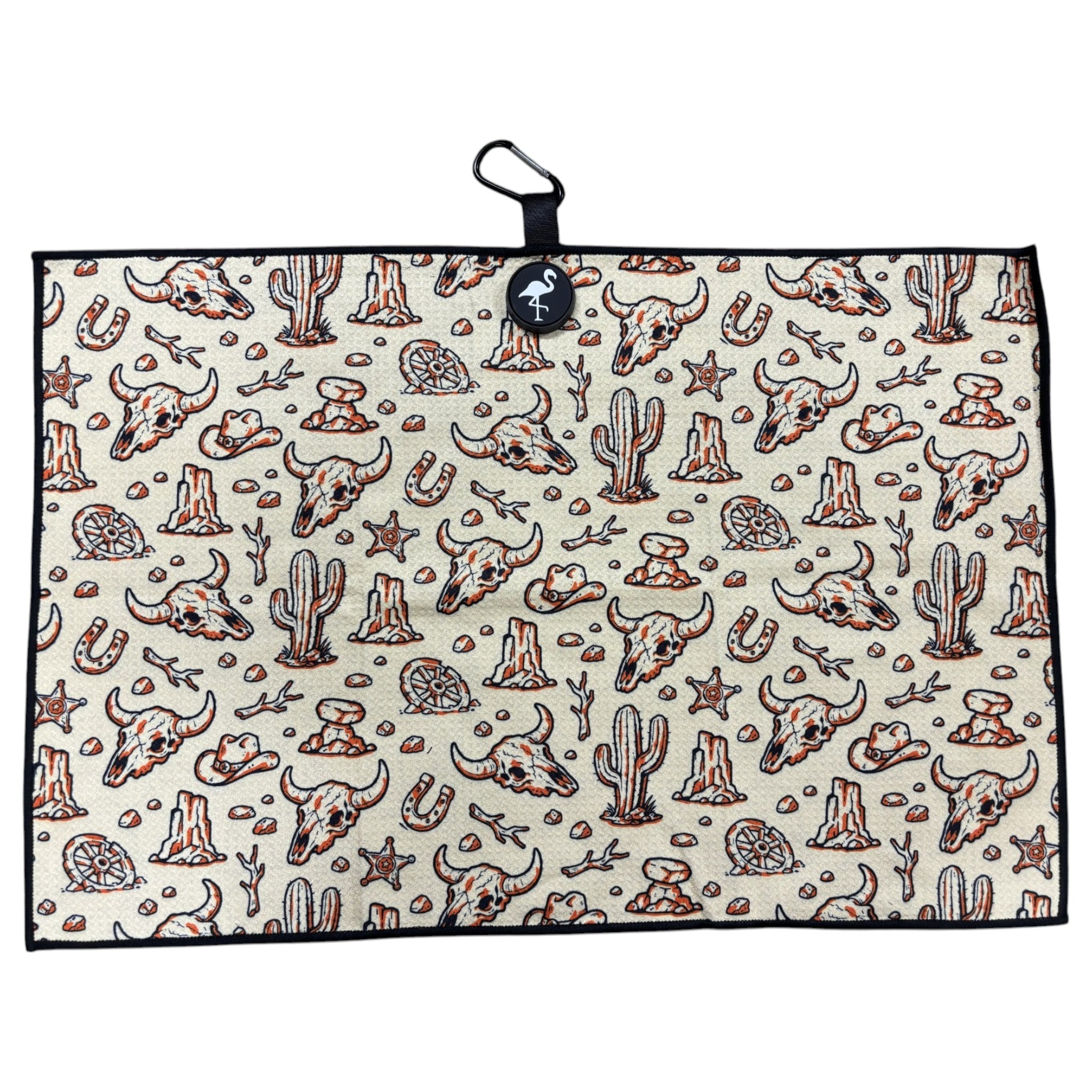 Badlands Golf Towel | 24” x 16” Microfiber Towel | Magnetic Clip & Carabiner | Premium Golf Accessory | Longhorn Desert Western