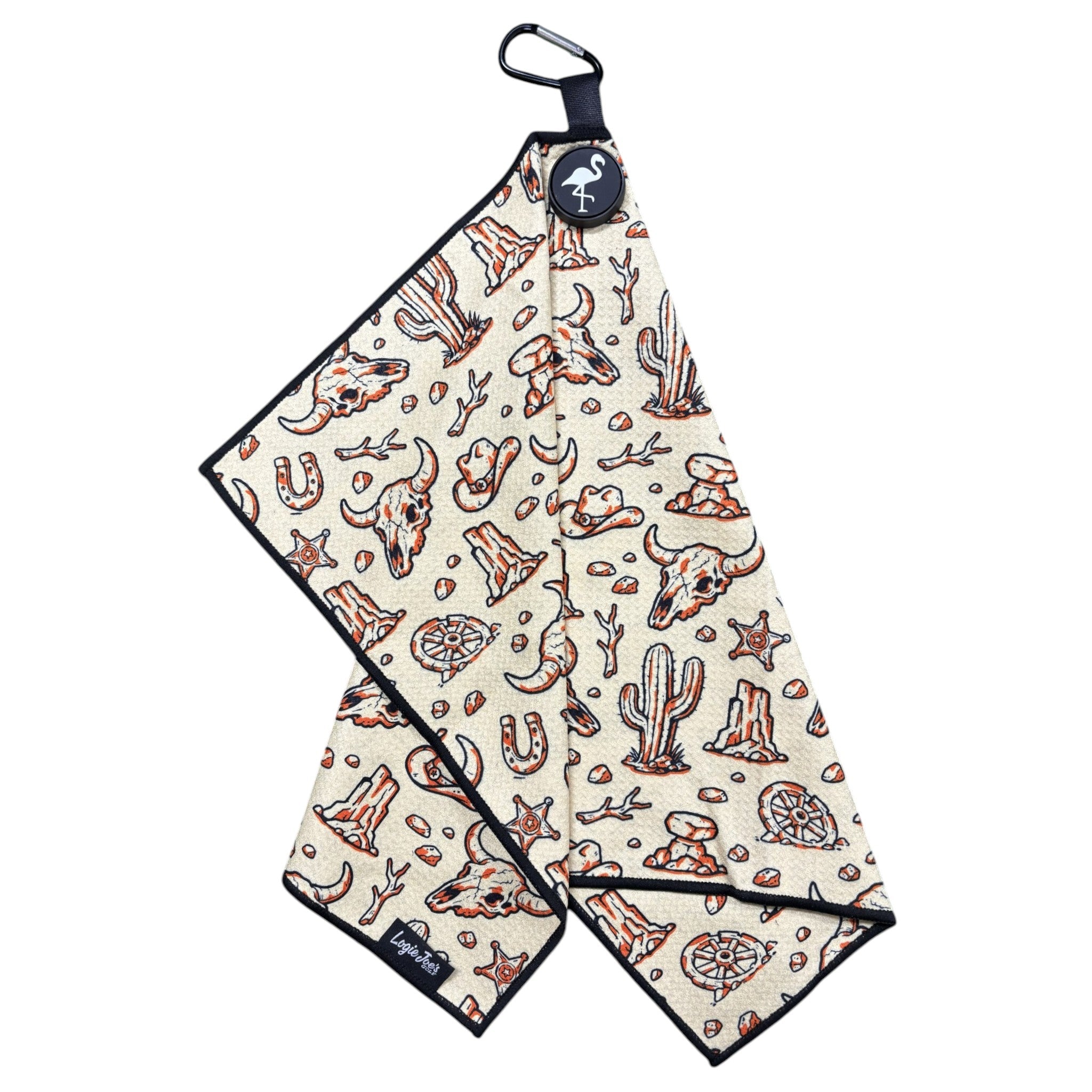 Badlands Golf Towel | 24” x 16” Microfiber Towel | Magnetic Clip & Carabiner | Premium Golf Accessory | Longhorn Desert Western
