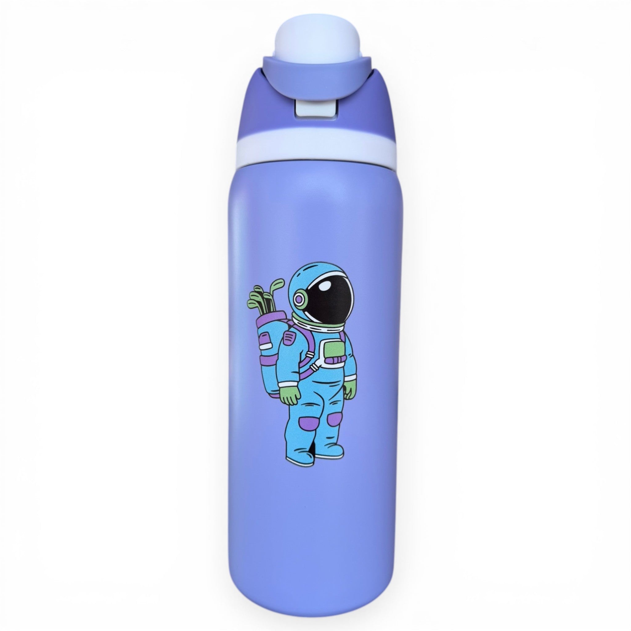 Hydration Bottle – Astronaut Walker | 32oz Insulated Stainless Steel | Flip Straw Lid w/ Handle