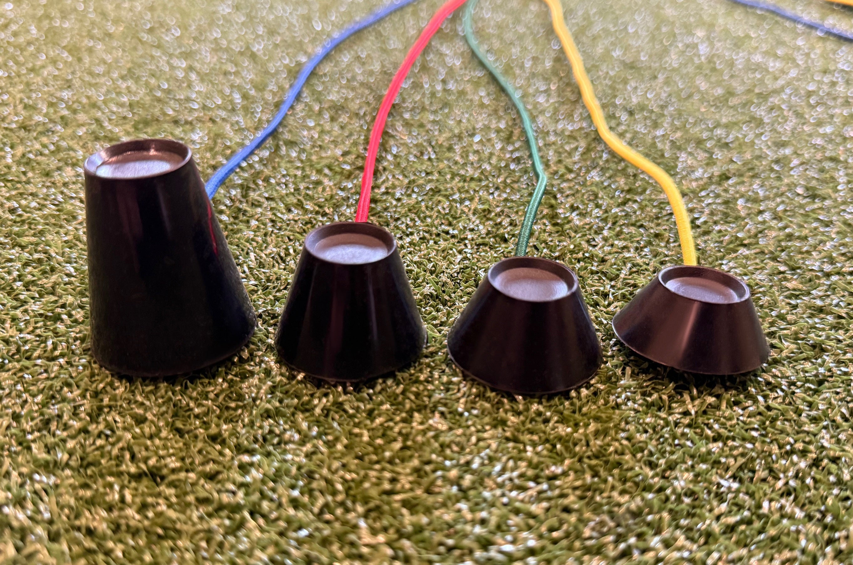 3FT Golf Simulator Tees - Durable Silicone Sim Tees with Bungee Cord and Swivel Clip