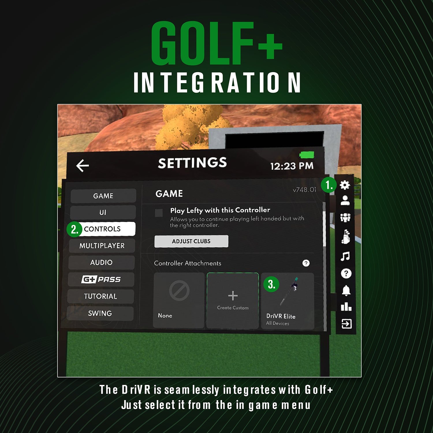 DriVR Elite Gold - Stepped Steel Weighted Golf Club  - Compatible with Quest 2, 3/3s, and Pro