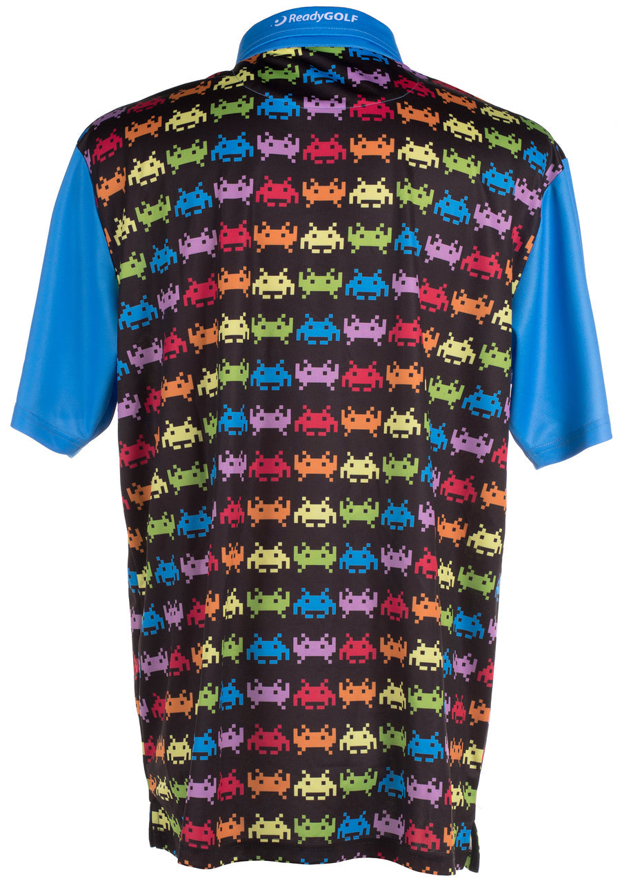 Invaders from Space Mens Golf Polo Shirt by ReadyGOLF