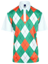 Classic Argyle Mens Golf Polo Shirt - Green, Orange, White by ReadyGOLF