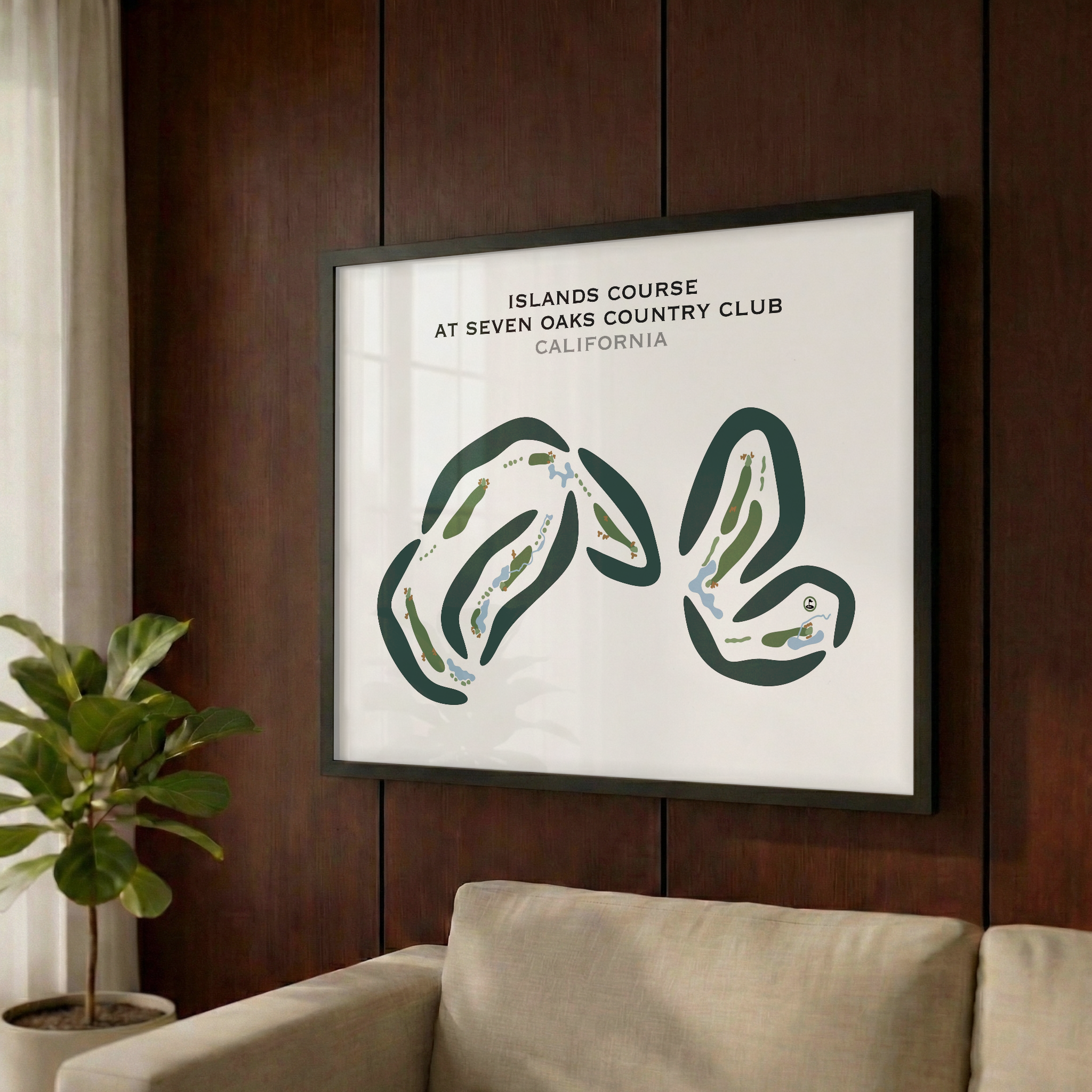 Islands Course at Seven Oaks Country Club, California - Printed Golf Courses