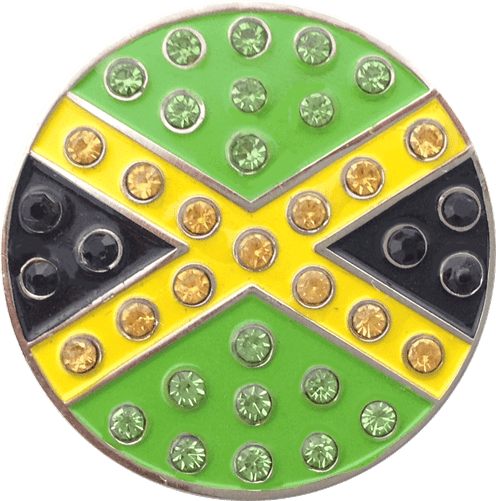 Jamaica Flag Crystal Ball Marker & Hat Clip by ReadyGOLF