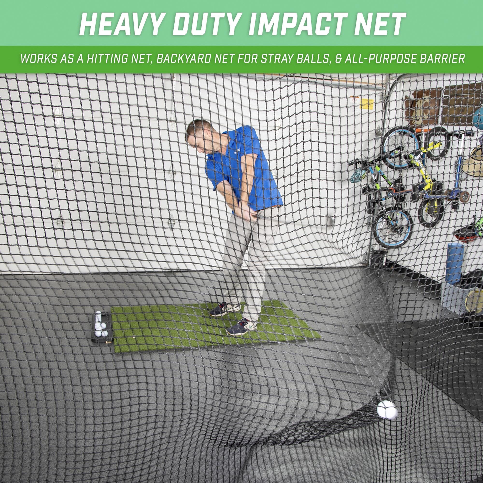 GoSports Sports Netting - 10 ft, 15ft, 20ft - Hitting Net for Golf, Baseball, Hockey, Soccer, LAX and More