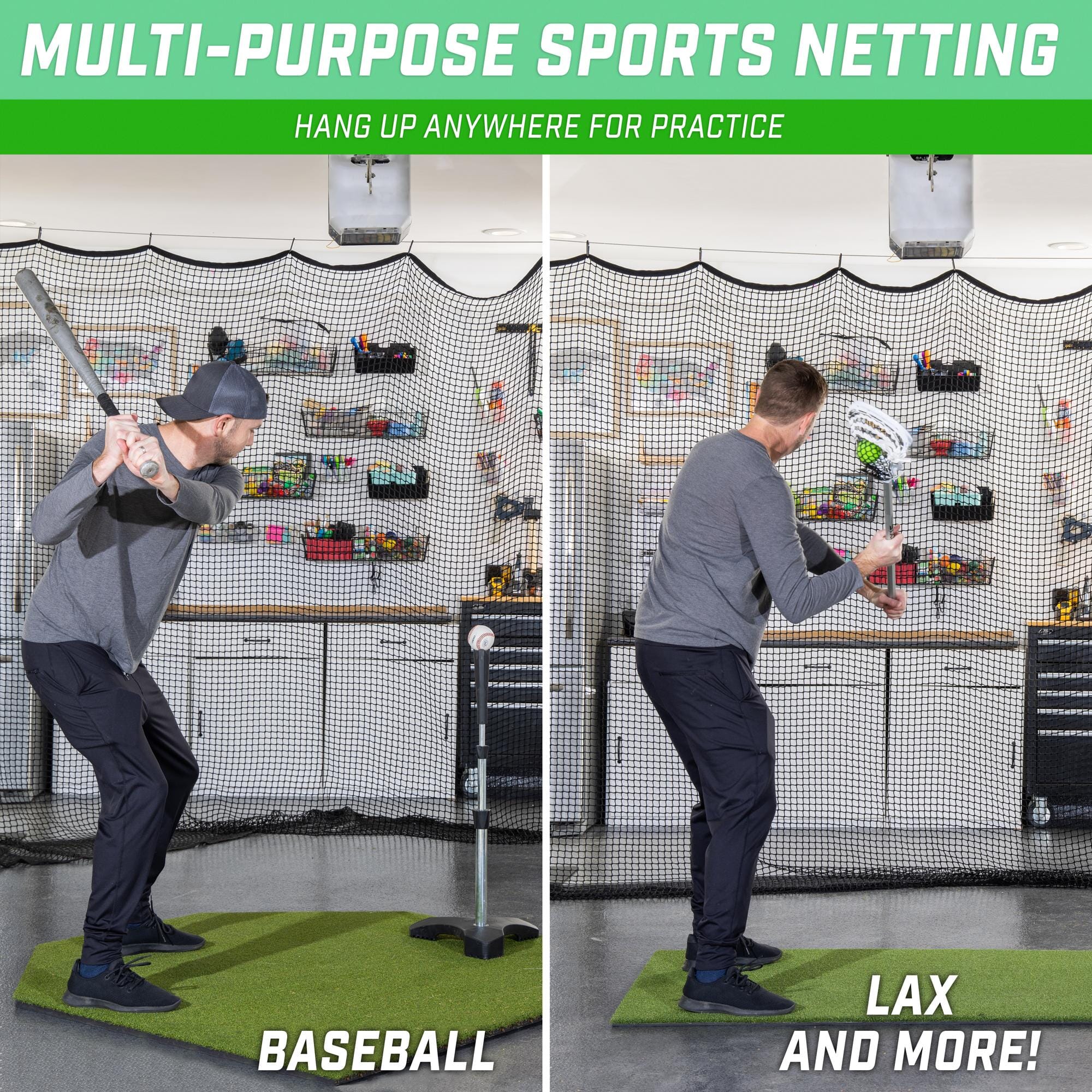 GoSports Sports Netting - 10 ft, 15ft, 20ft - Hitting Net for Golf, Baseball, Hockey, Soccer, LAX and More