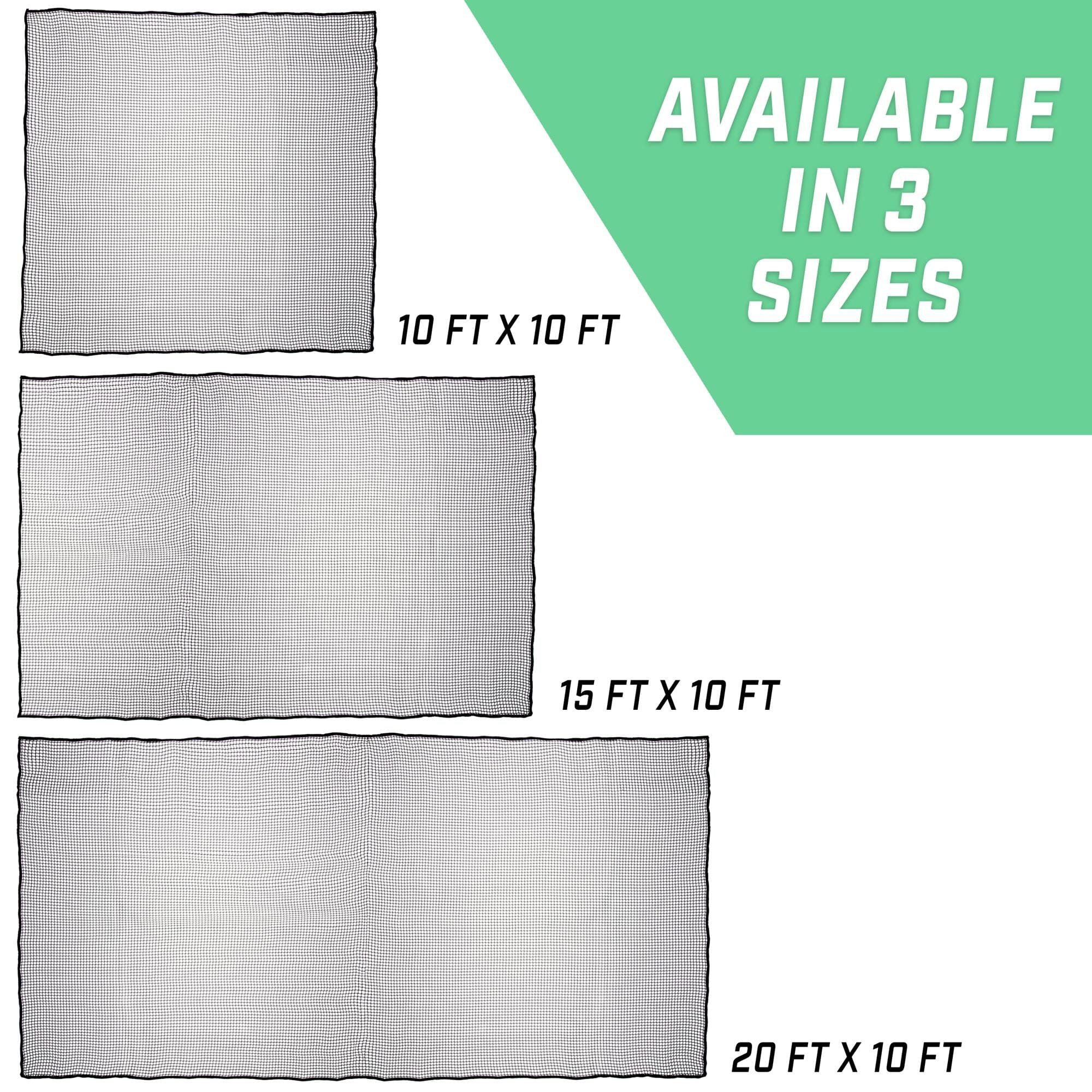 GoSports Sports Netting - 10 ft, 15ft, 20ft - Hitting Net for Golf, Baseball, Hockey, Soccer, LAX and More