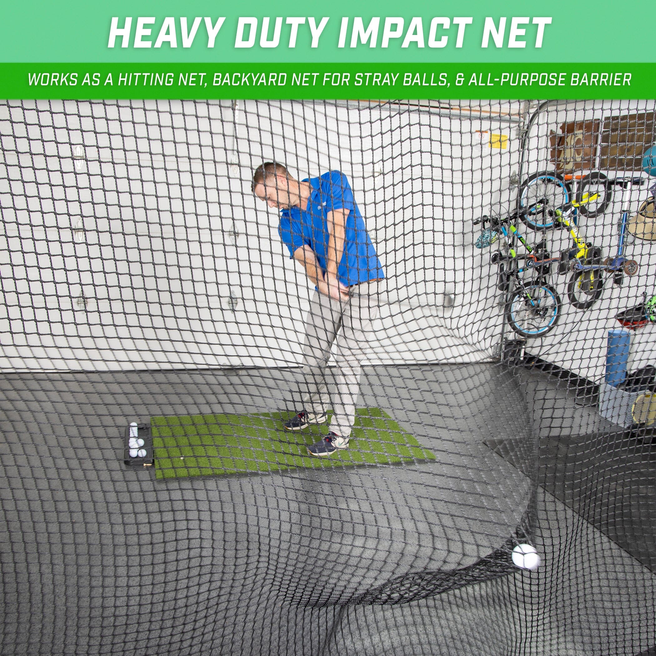 GoSports Sports Netting - 10 ft, 15ft, 20ft - Hitting Net for Golf, Baseball, Hockey, Soccer, LAX and More