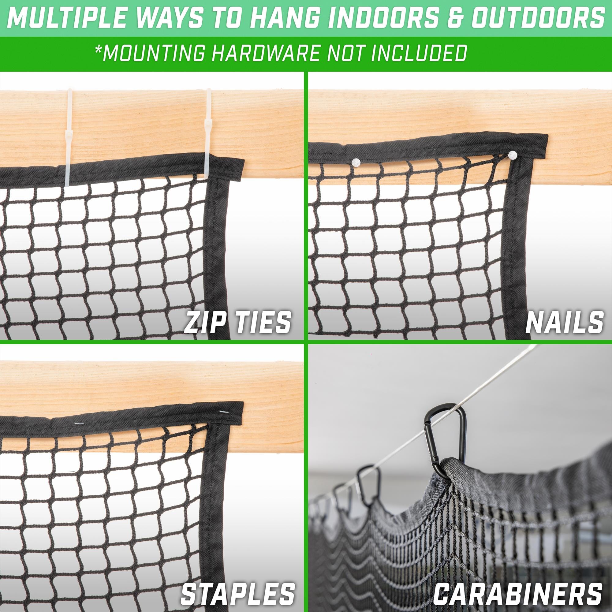 GoSports Sports Netting - 10 ft, 15ft, 20ft - Hitting Net for Golf, Baseball, Hockey, Soccer, LAX and More