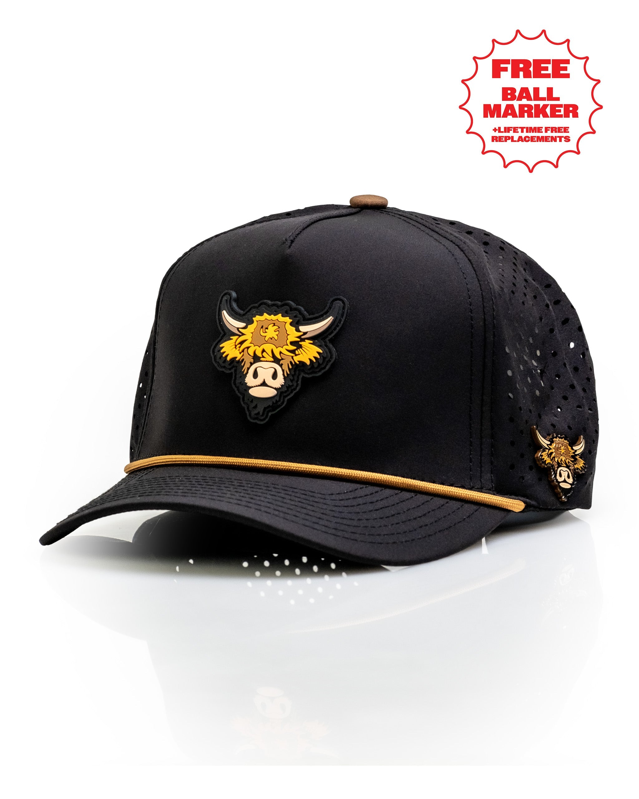 Highland Cow Black - Perforated Rope Hat