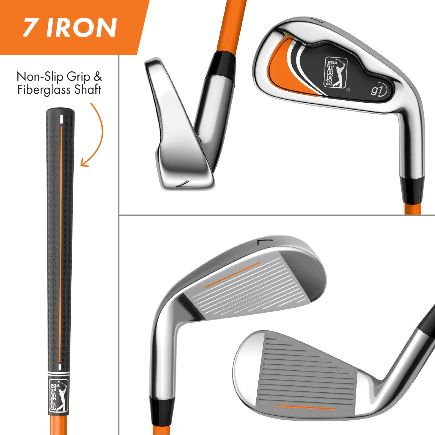 Golfgen™ PGA TOUR Youth Golf Club Set – 10-Piece Right-Handed Junior Golf Club Set for Ages 12+ – Beginner Golf Clubs for Kids with Lightweight Stand Bag, Hybrid, Wedge & Mallet Putter