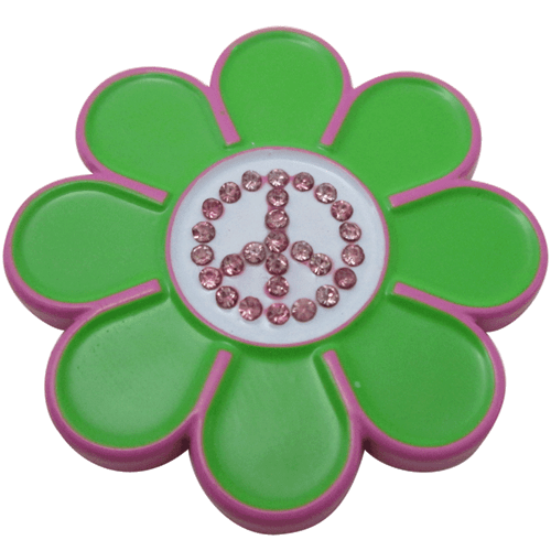Peace Sign Flower Crystal Ball Marker &amp; Hat Clip by ReadyGOLF