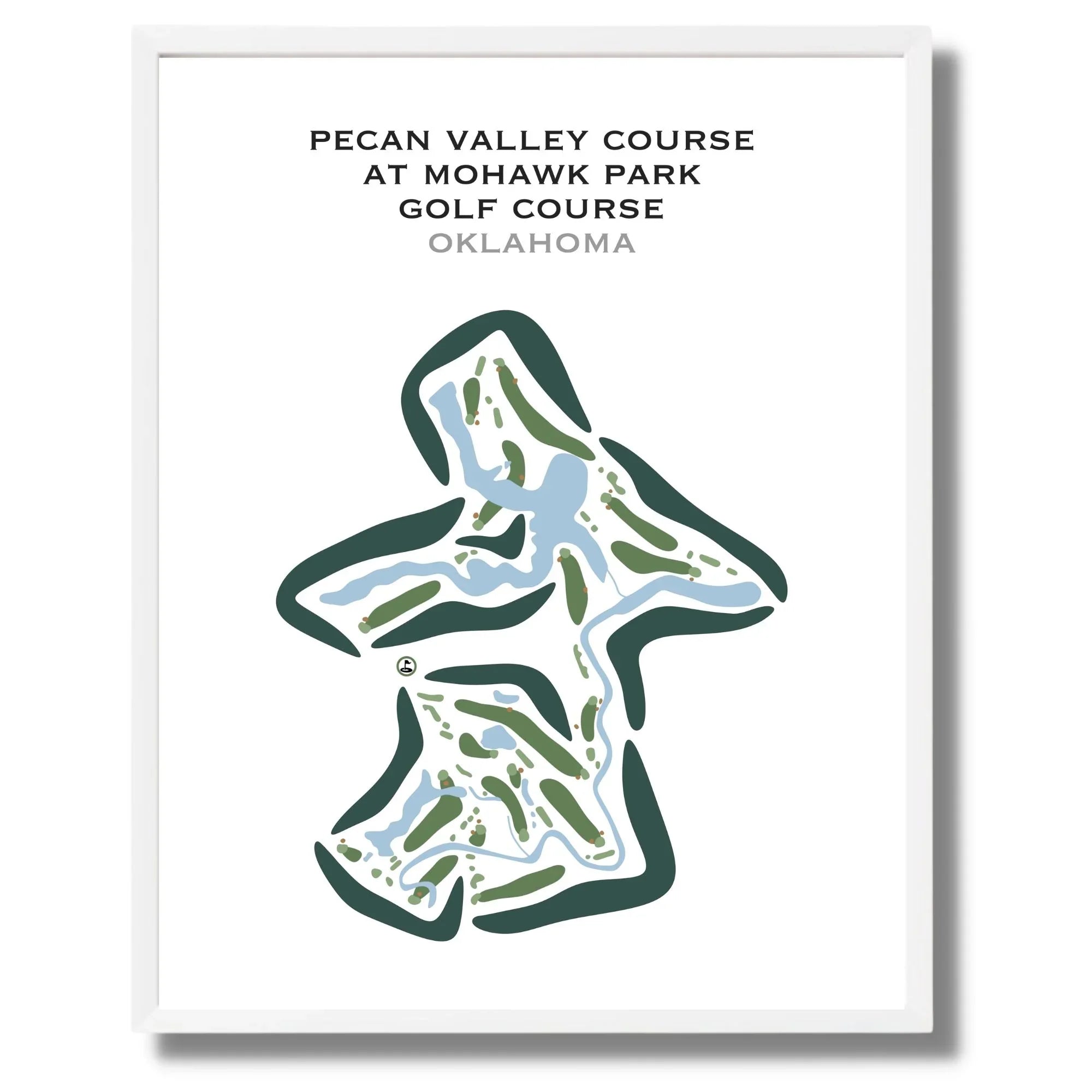 Pecan Valley Course at Mohawk Park Golf Course, Oklahoma - Printed Golf Courses