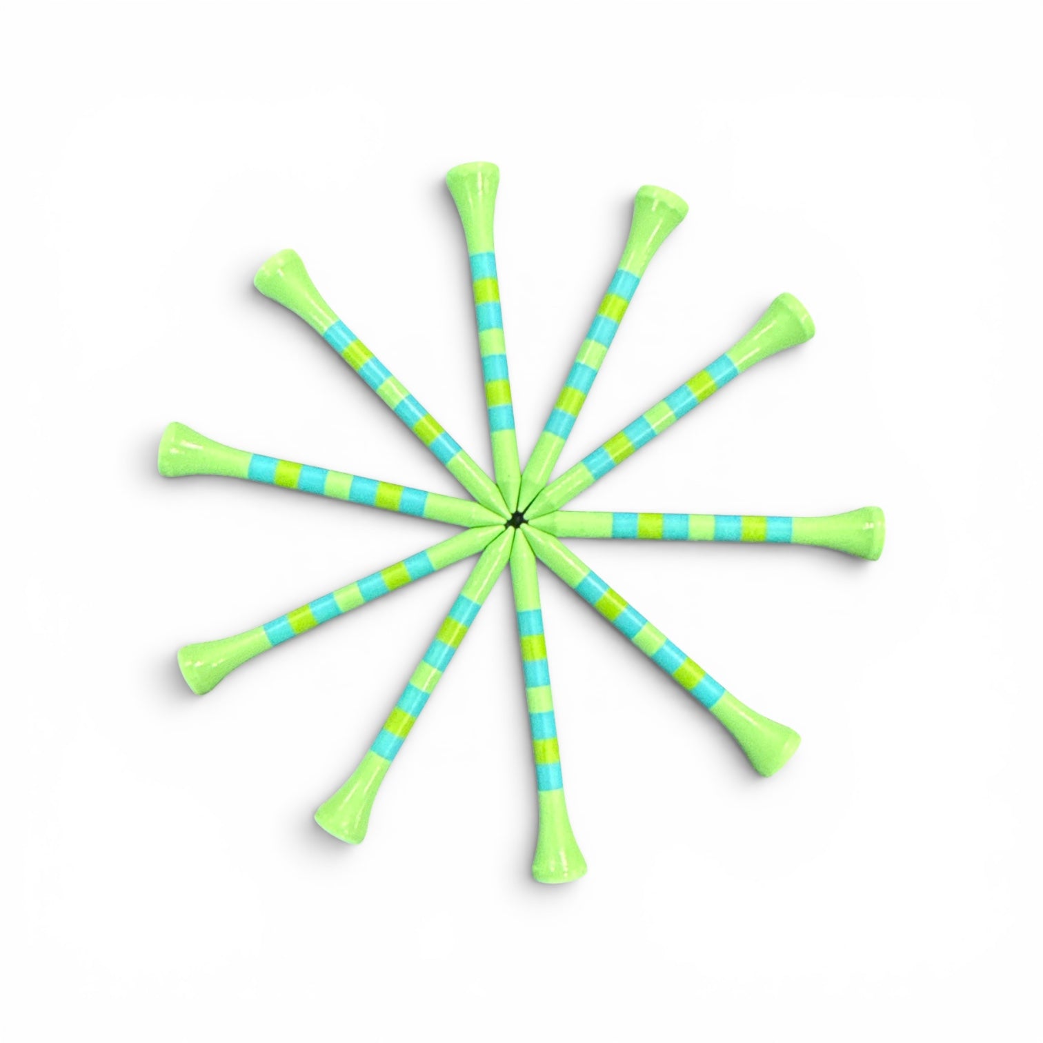 Green Blue Stripe Premium Wooden Golf Tees | 2 3/4” Standard Size | 45 Pack Set | Durable Painted Wood Tees | Unique Designs